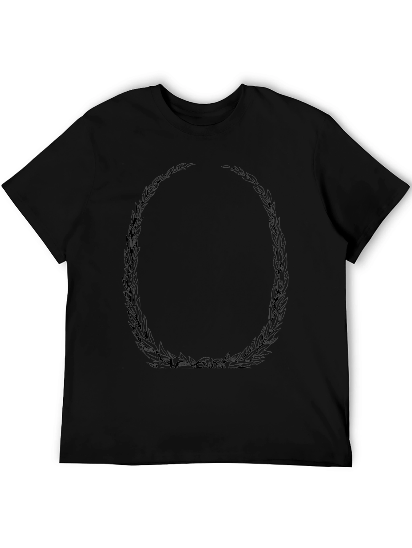Mens Black Graphic Tee - Leaf Oval Design