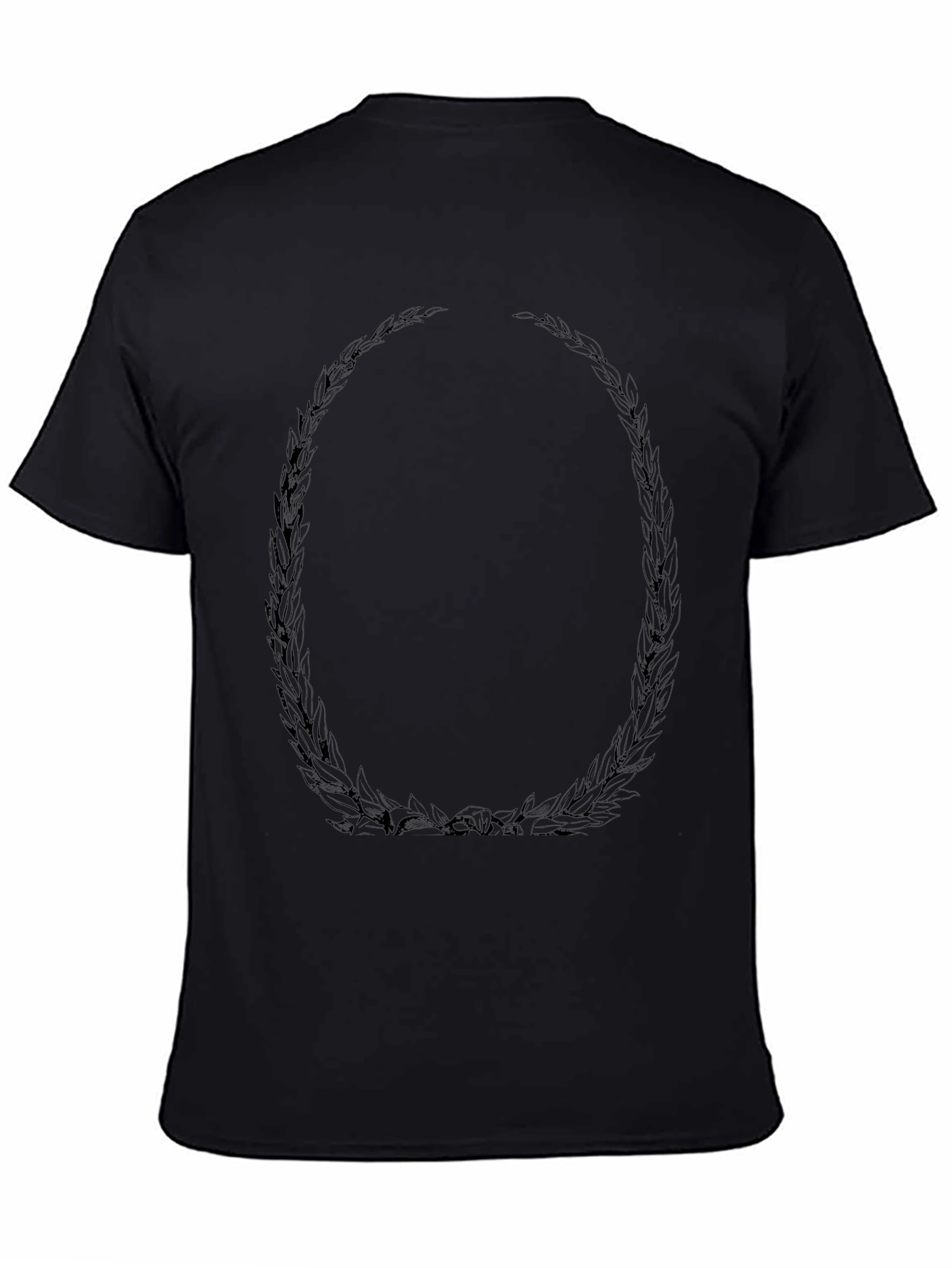 Mens Black Graphic Tee - Leaf Oval Design