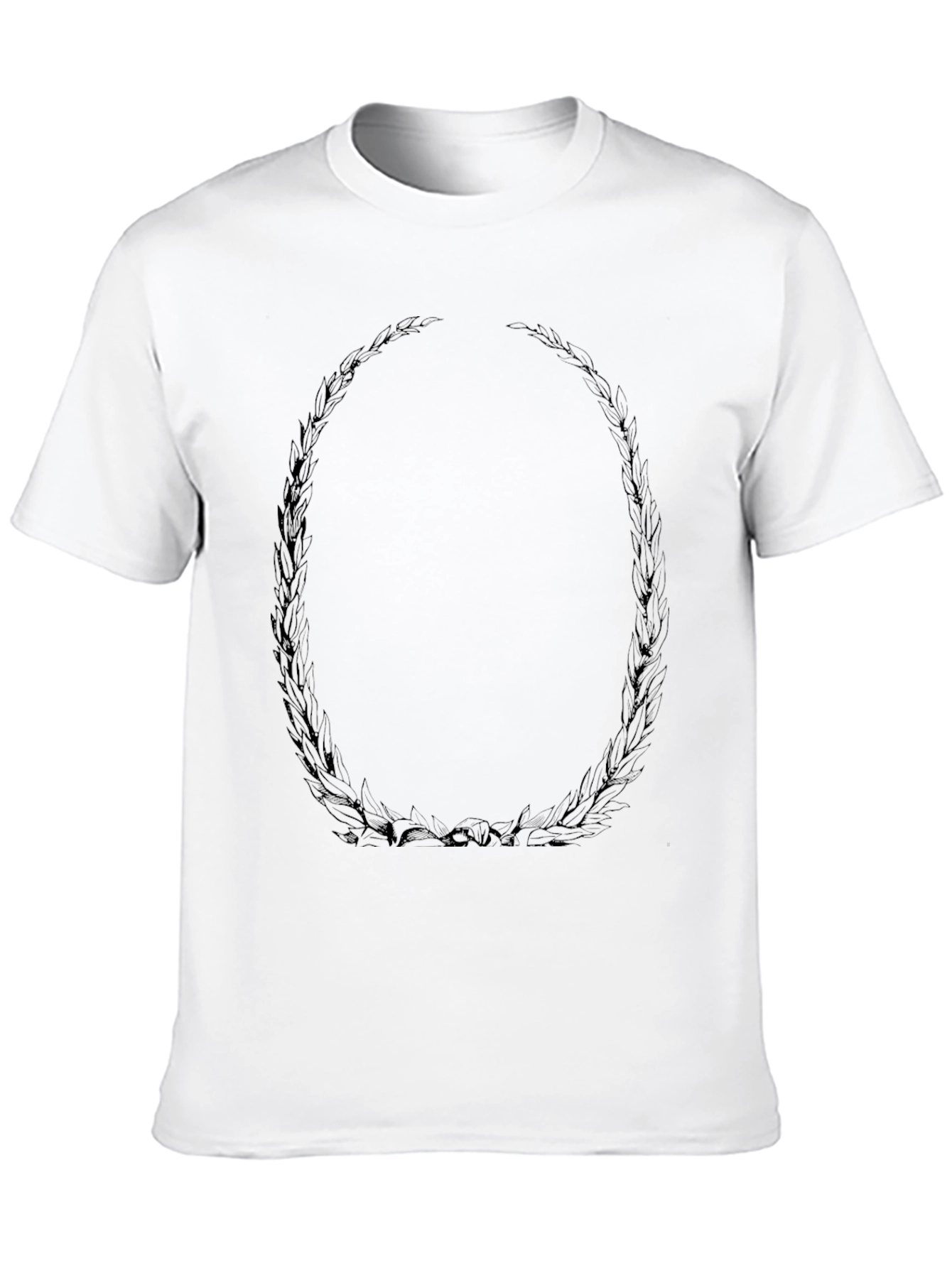 Mens Black Graphic Tee - Leaf Oval Design