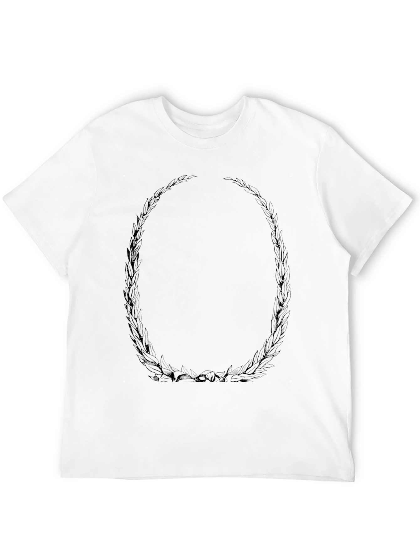 Mens Black Graphic Tee - Leaf Oval Design