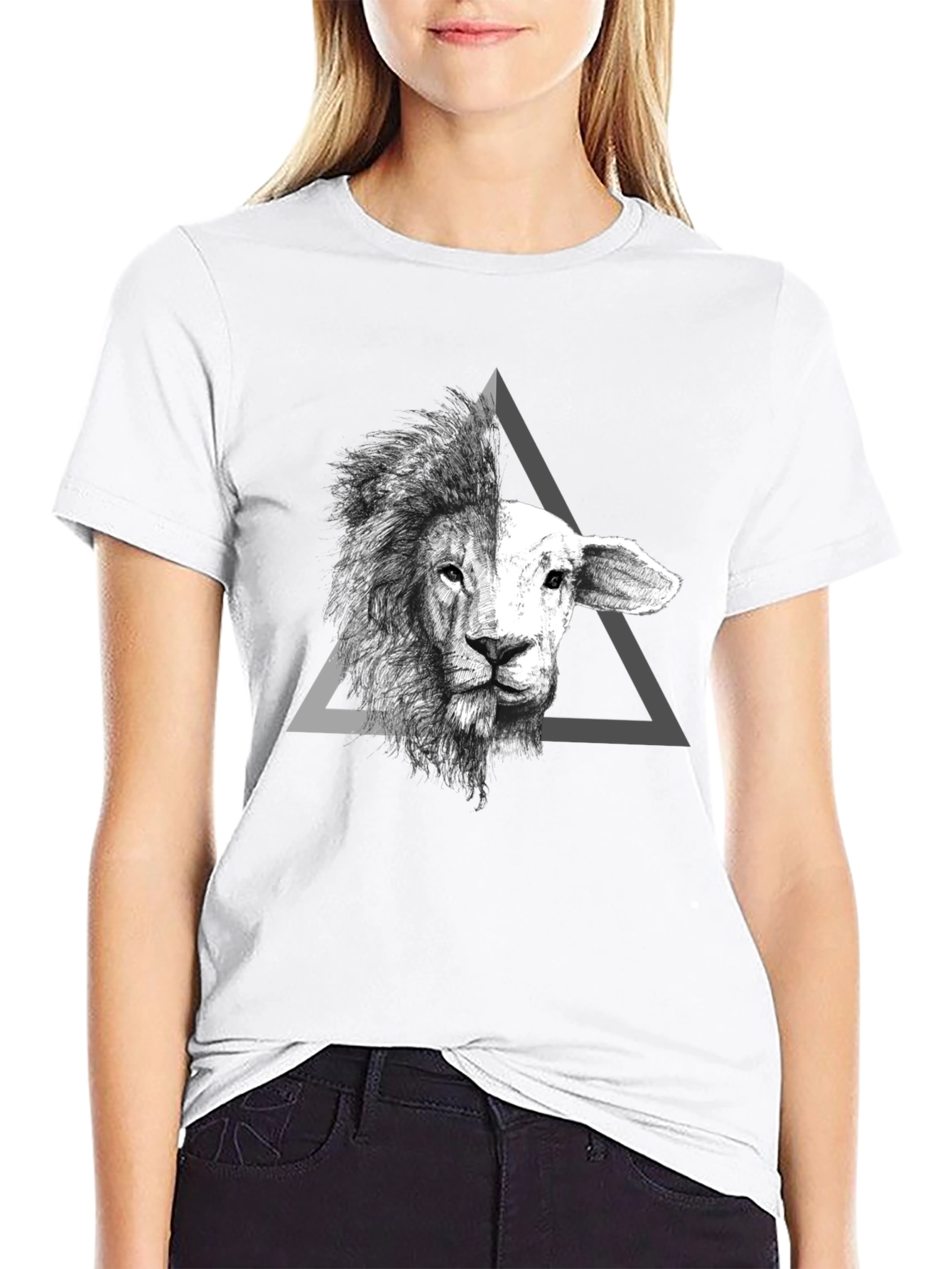 Lion and Lamb Graphic Tee - Unique Design T-Shirt