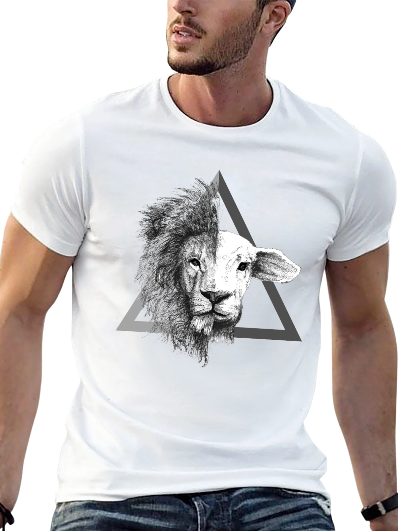 Lion and Lamb Graphic Tee - Unique Design T-Shirt