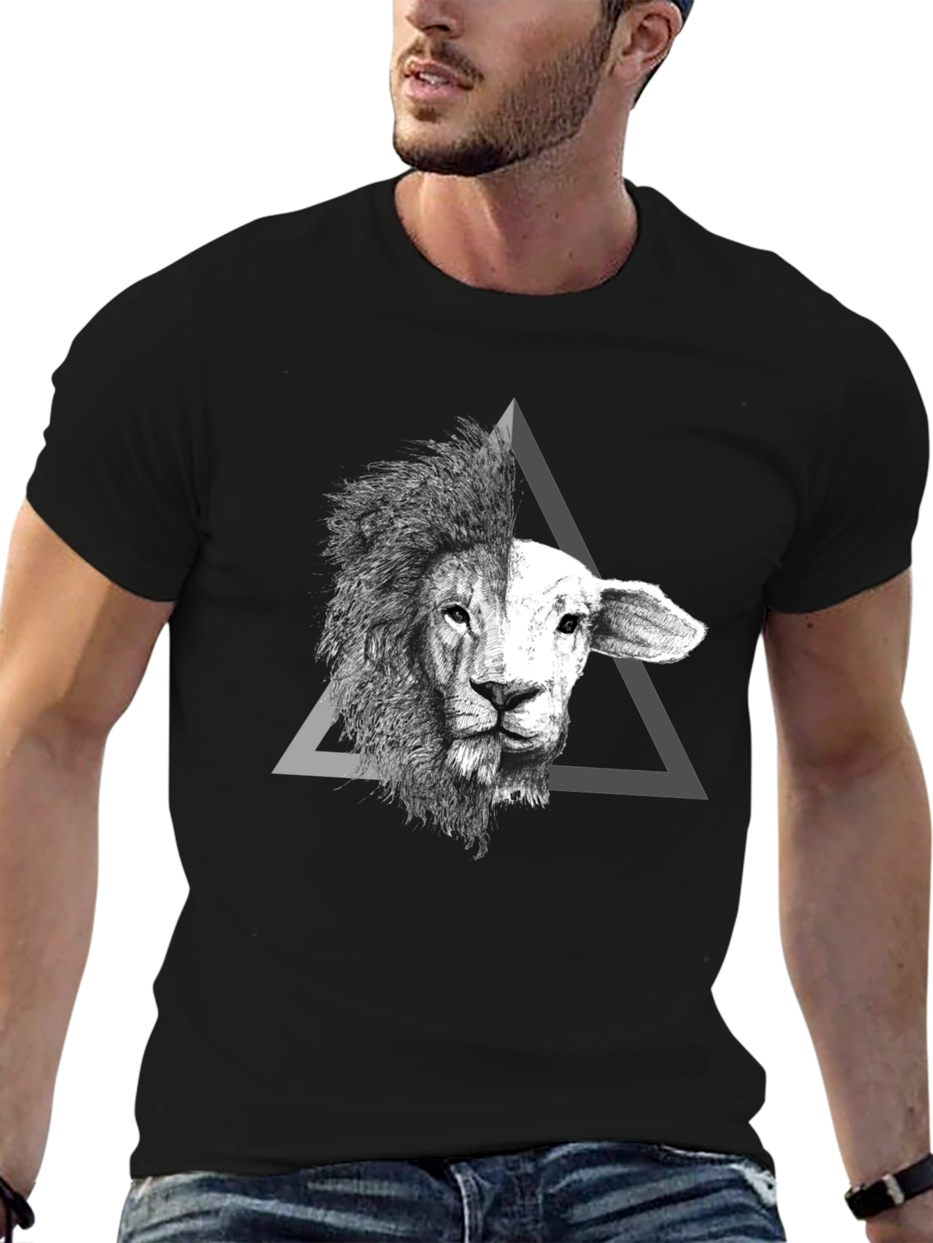 Lion and Lamb Graphic Tee - Unique Design T-Shirt