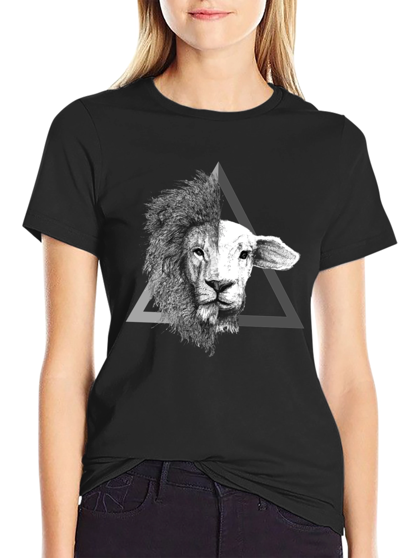 Lion and Lamb Graphic Tee - Unique Design T-Shirt
