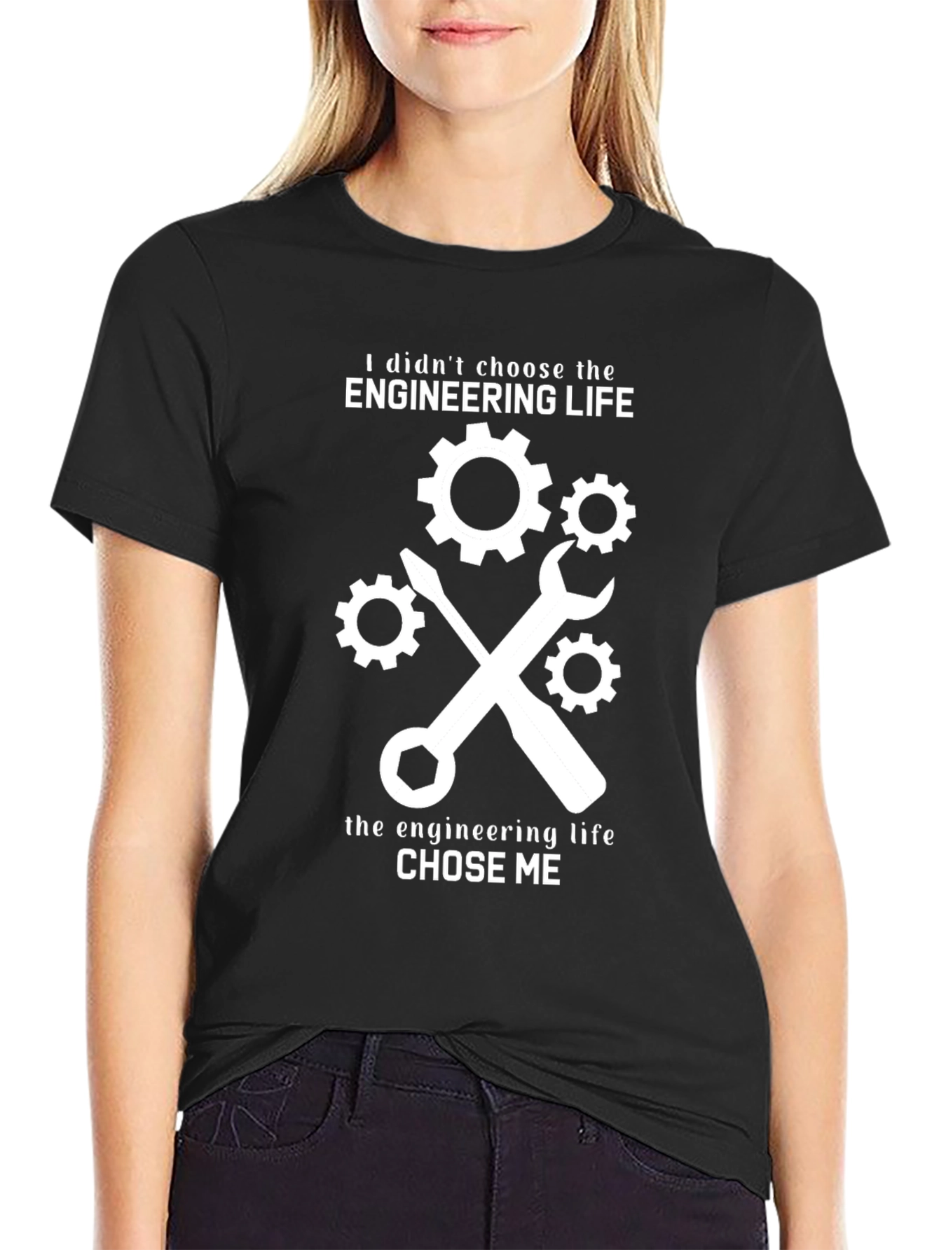 Engineering Life Graphic T-Shirt - Black Cotton