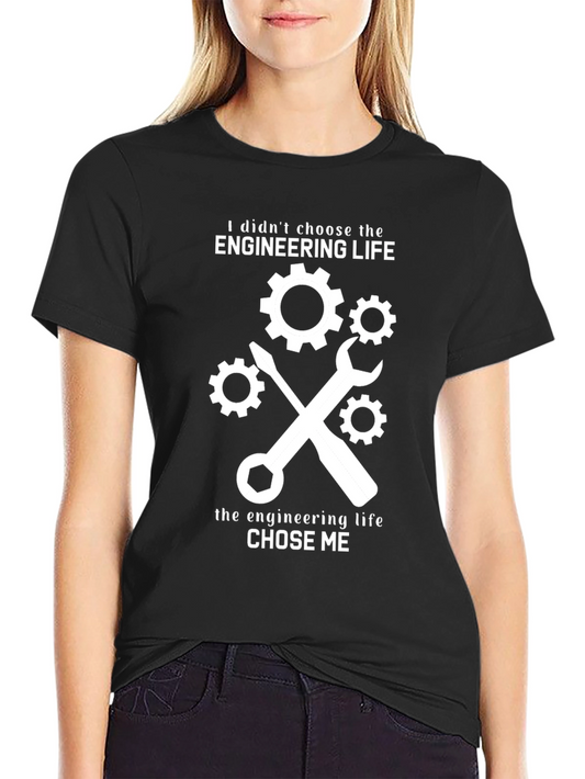 Engineering Life Graphic T-Shirt - Black Cotton