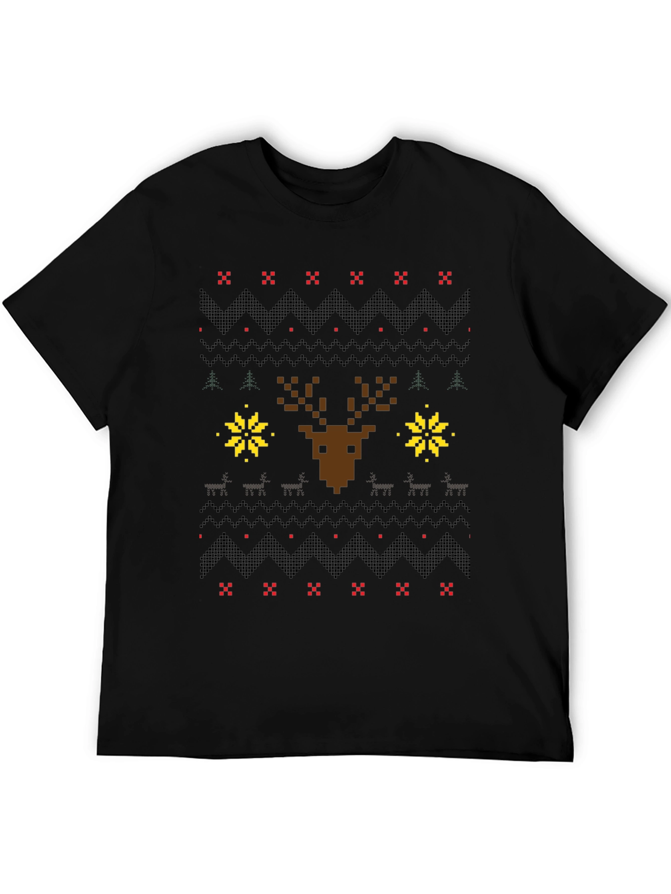 Pixel Art Christmas Deer Graphic Tee