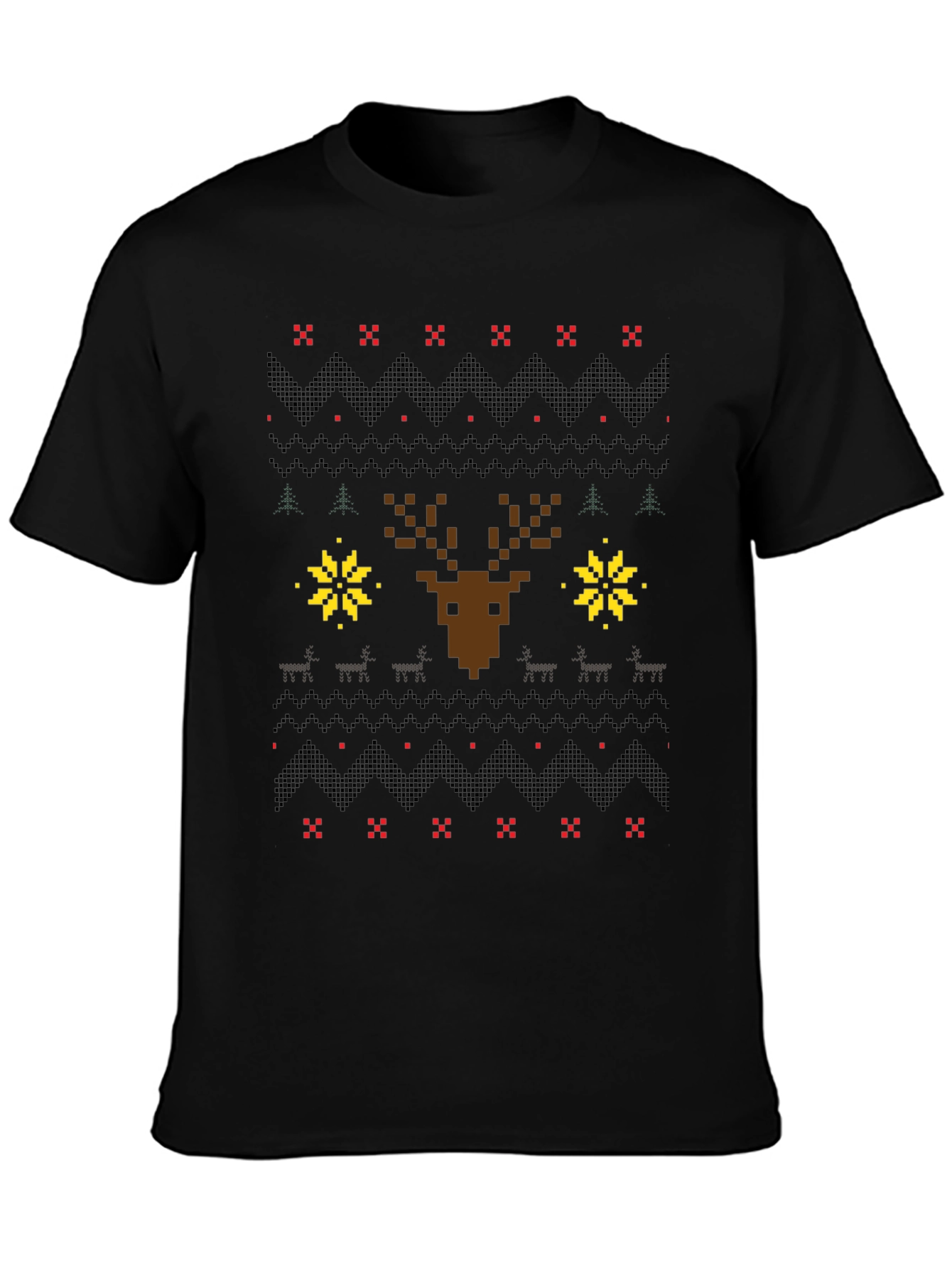 Pixel Art Christmas Deer Graphic Tee
