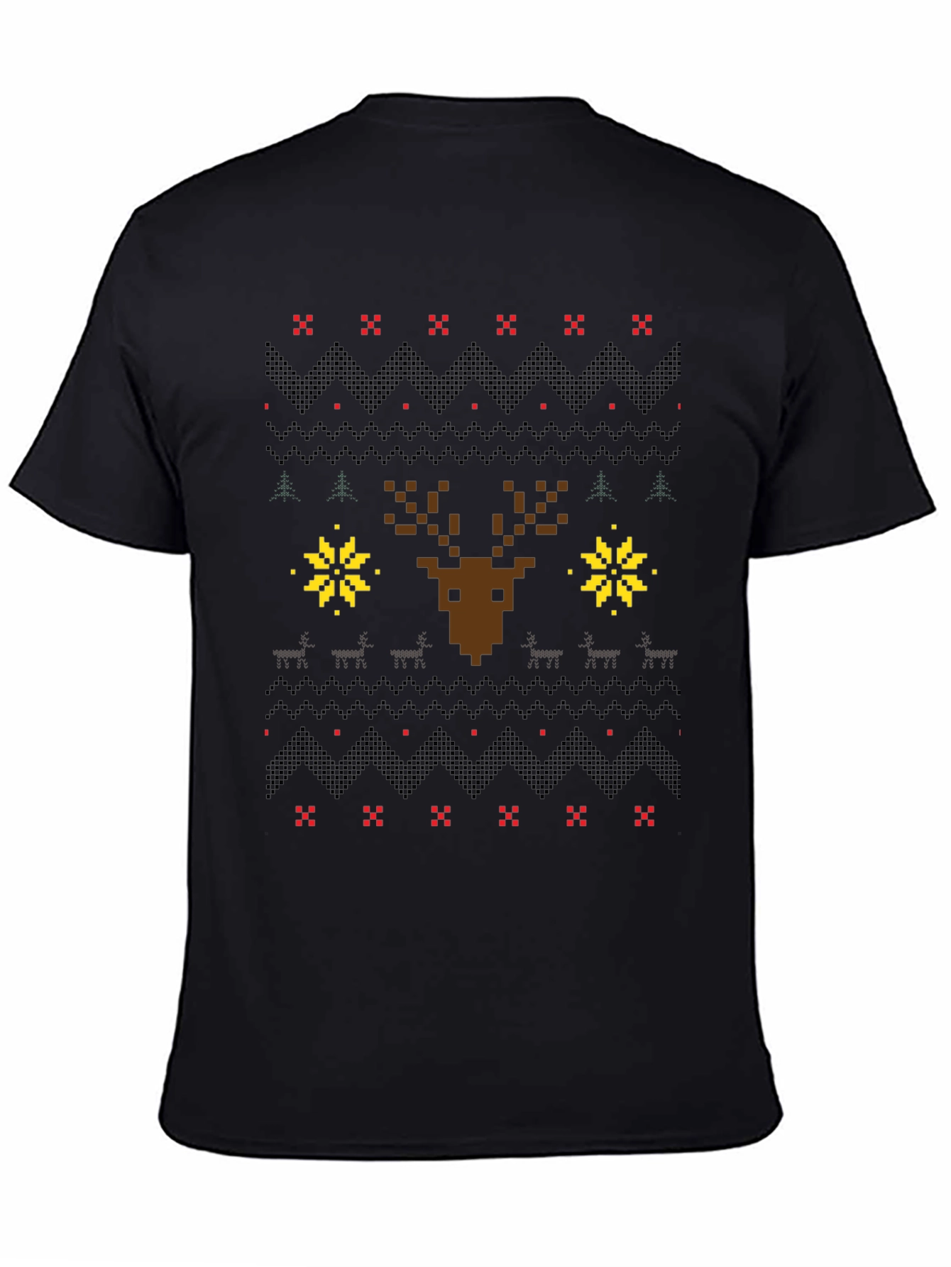 Pixel Art Christmas Deer Graphic Tee