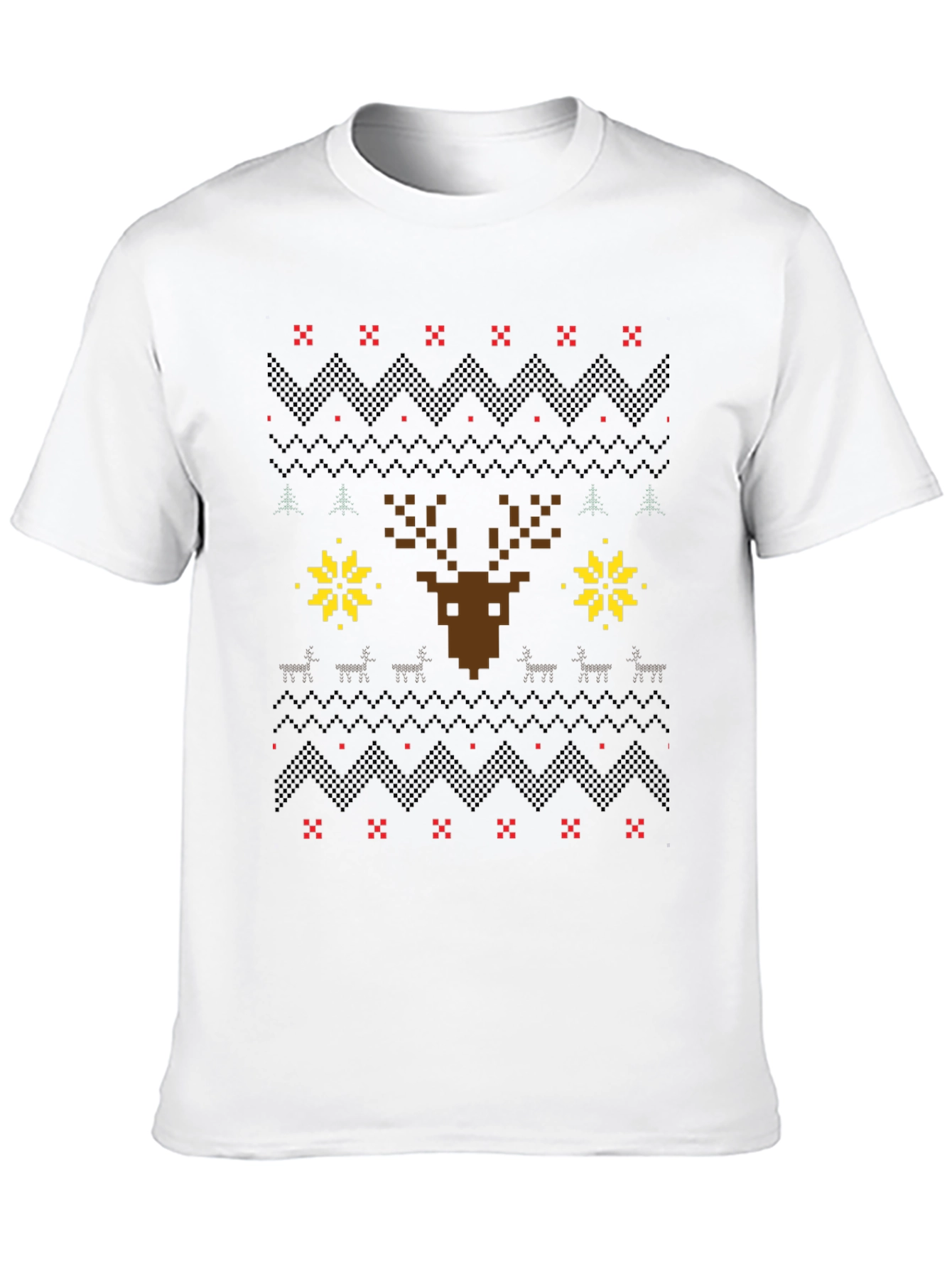 Pixel Art Christmas Deer Graphic Tee