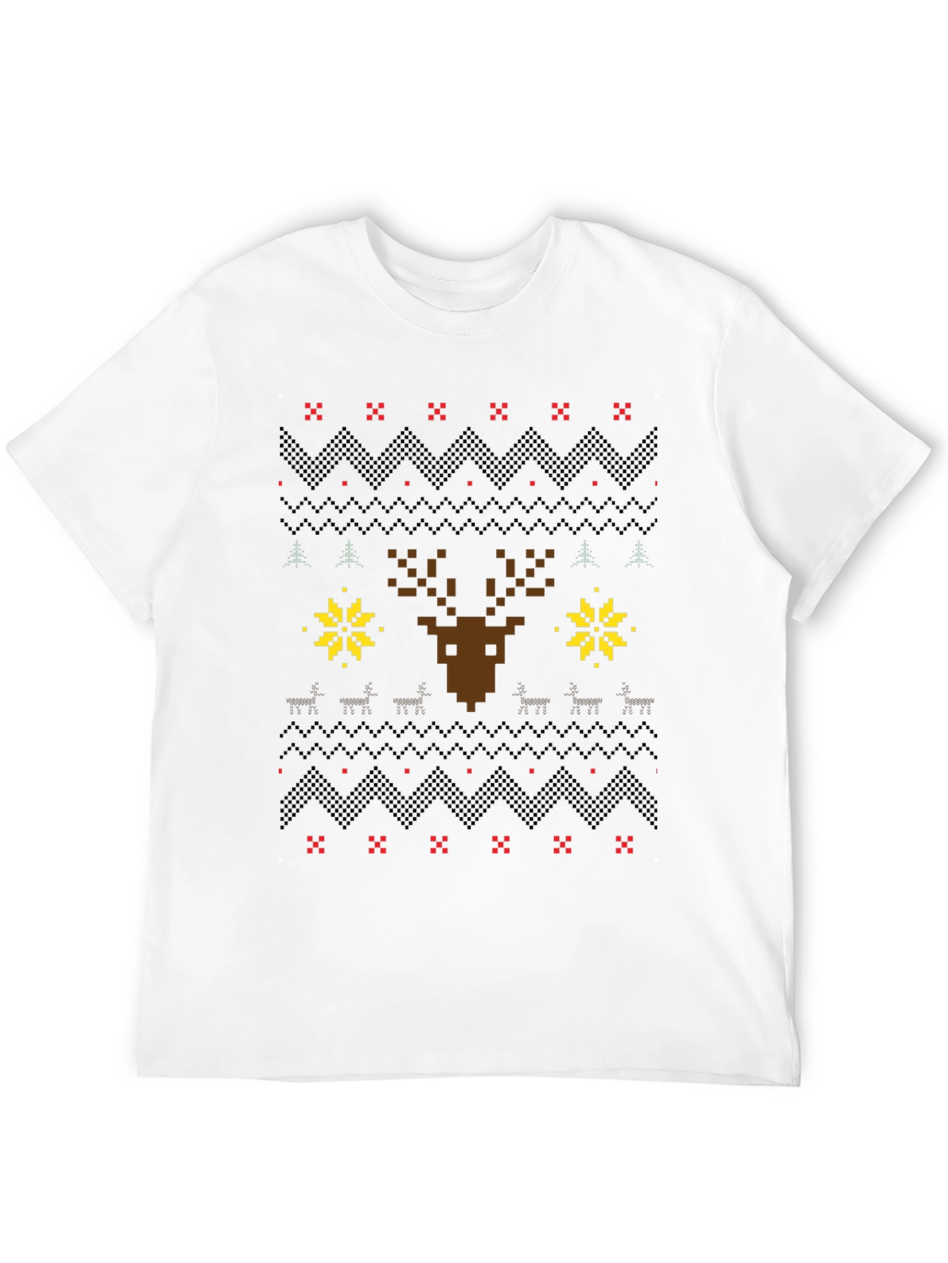 Pixel Art Christmas Deer Graphic Tee