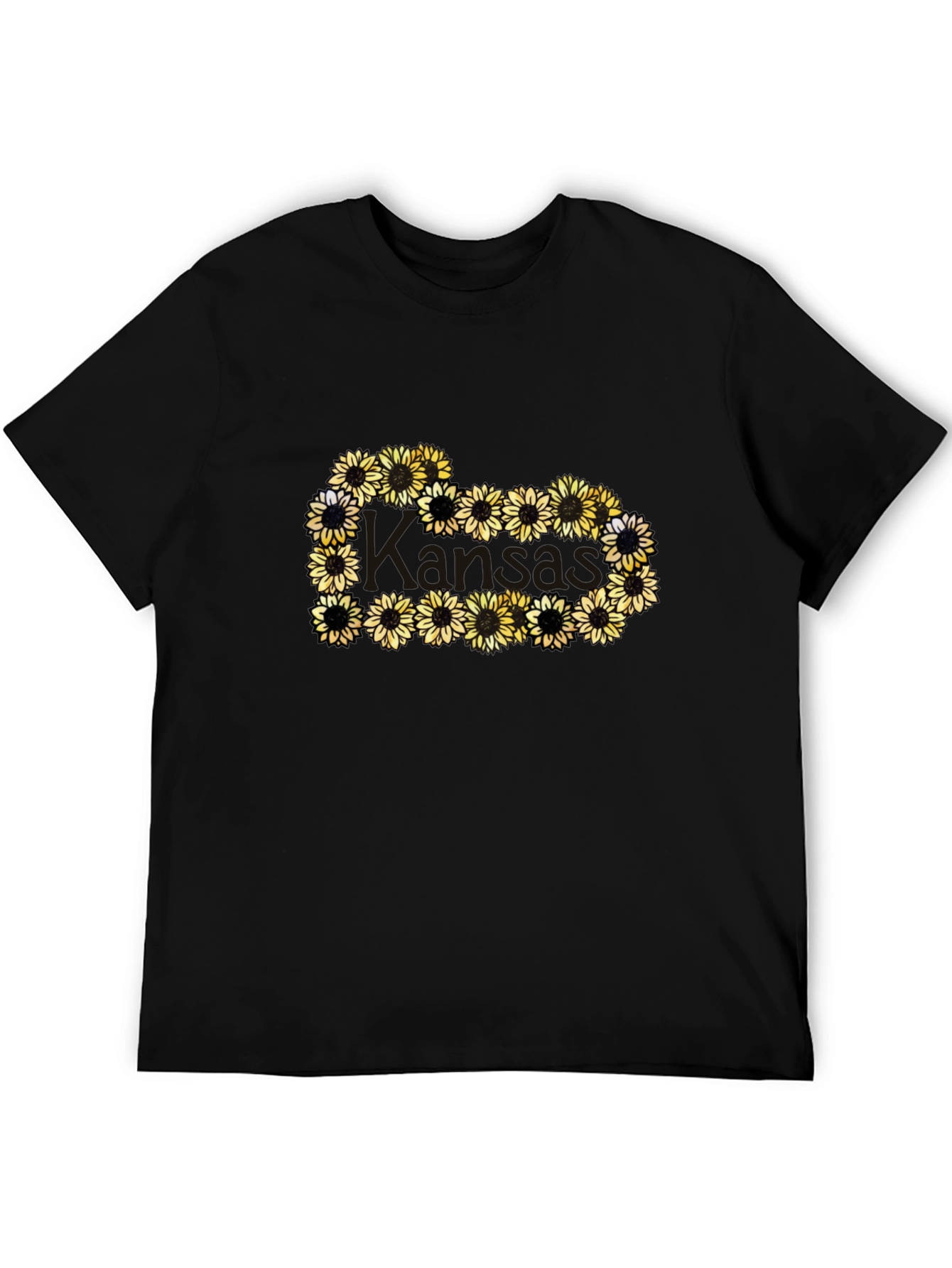 Sunflower Heart Graphic Black T-Shirt
