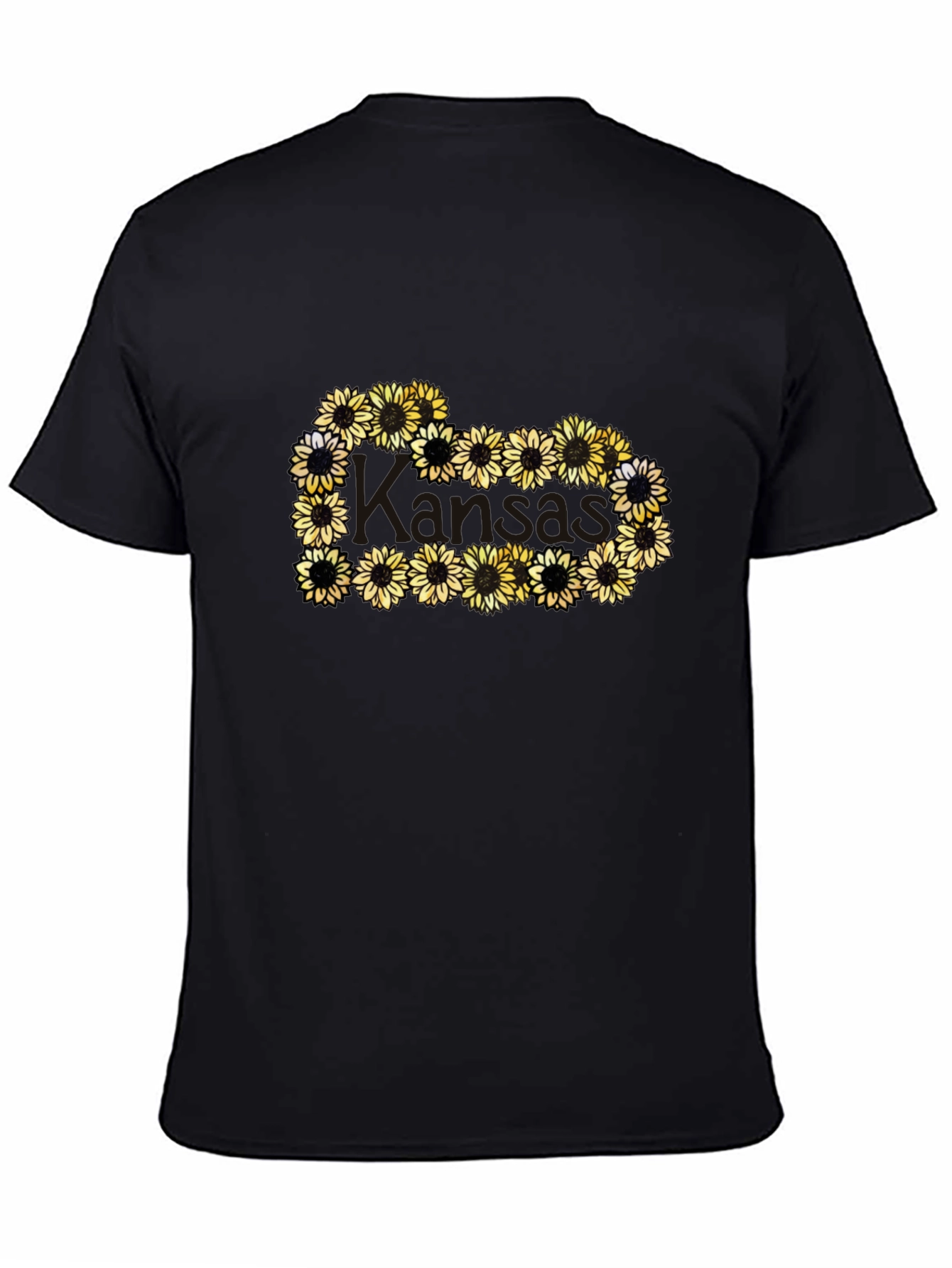 Sunflower Heart Graphic Black T-Shirt
