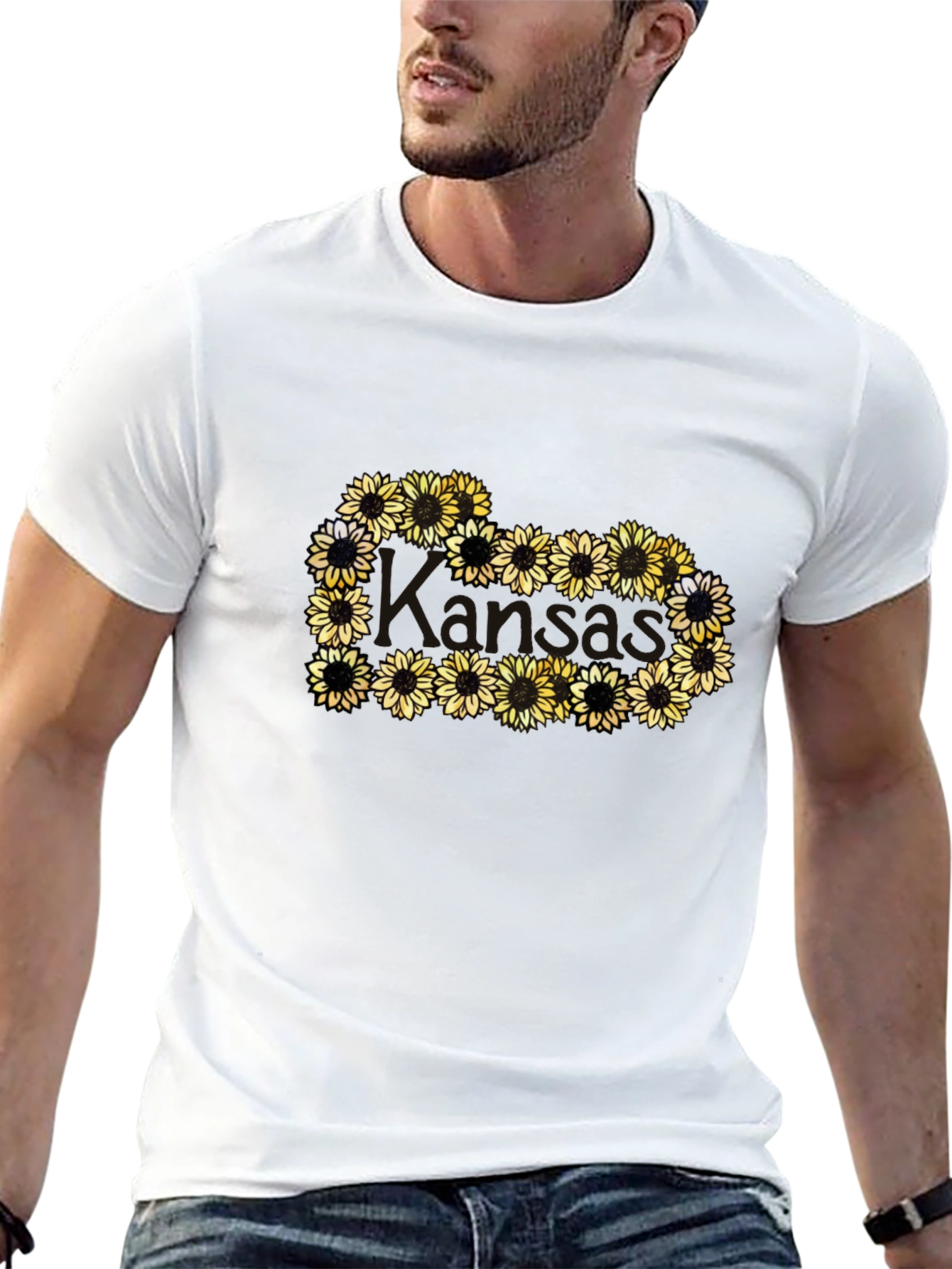 Sunflower Heart Graphic Black T-Shirt