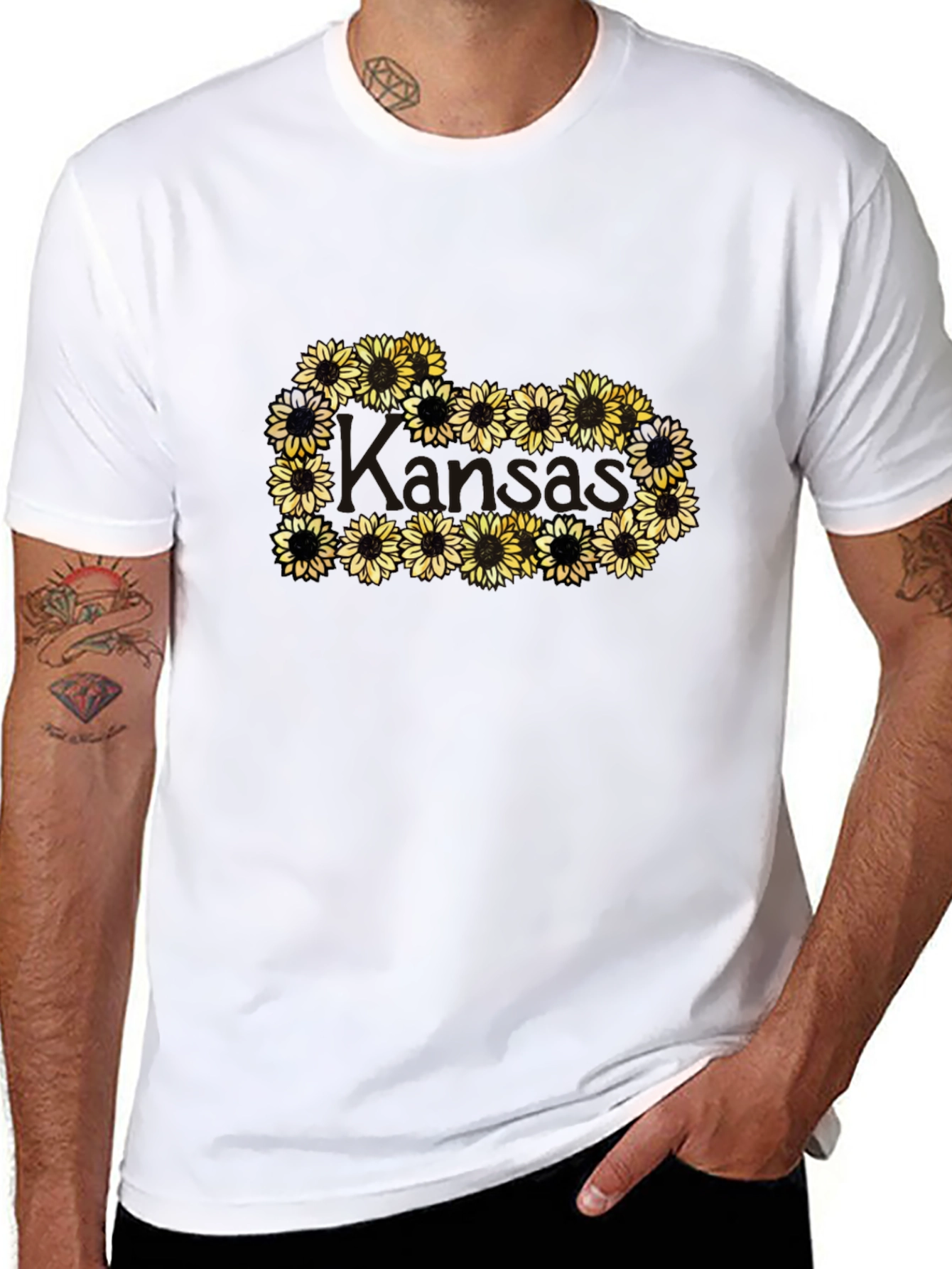 Sunflower Heart Graphic Black T-Shirt