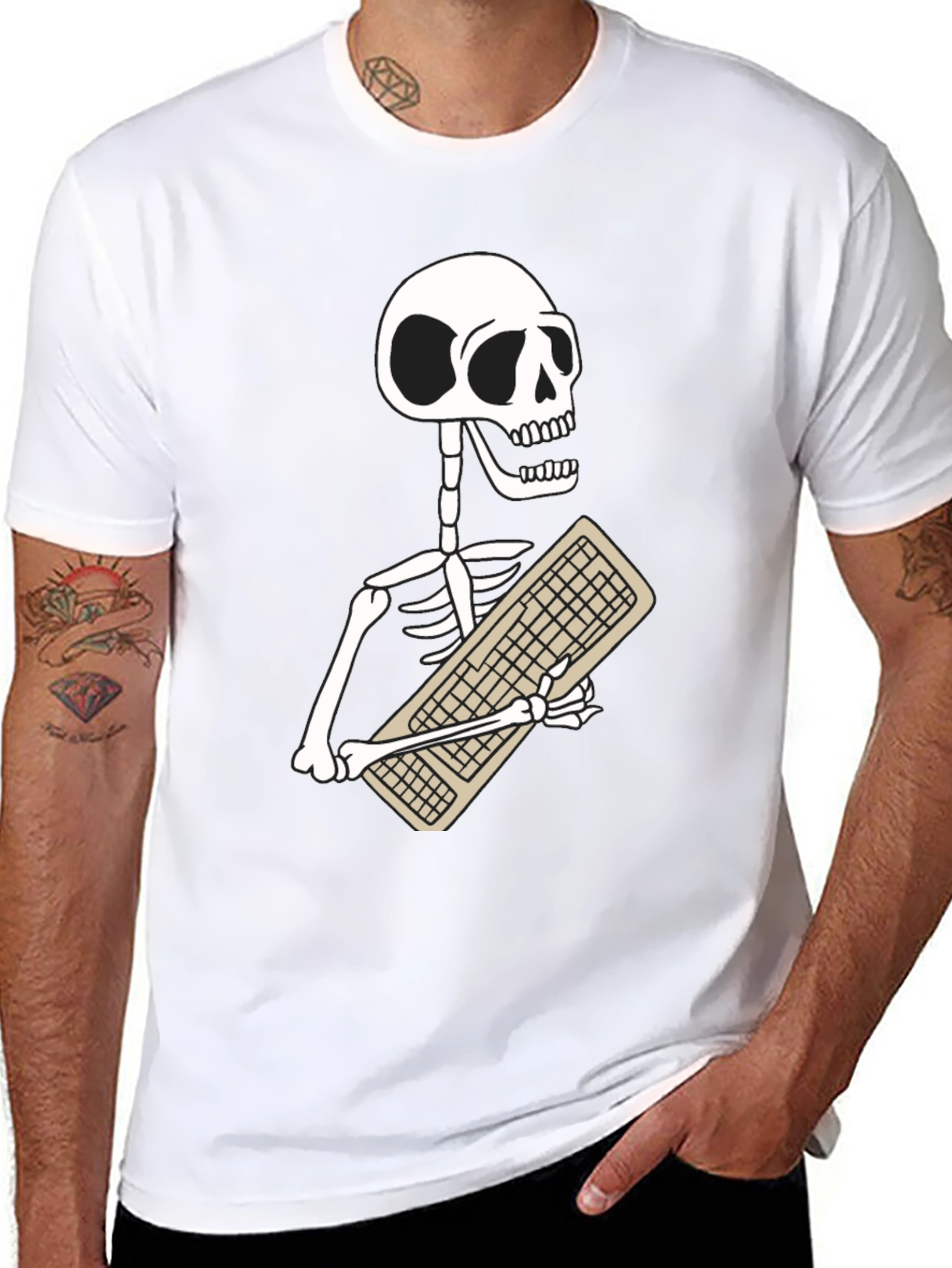 Skeleton Keyboard T-Shirt - Programmer Humor Tee