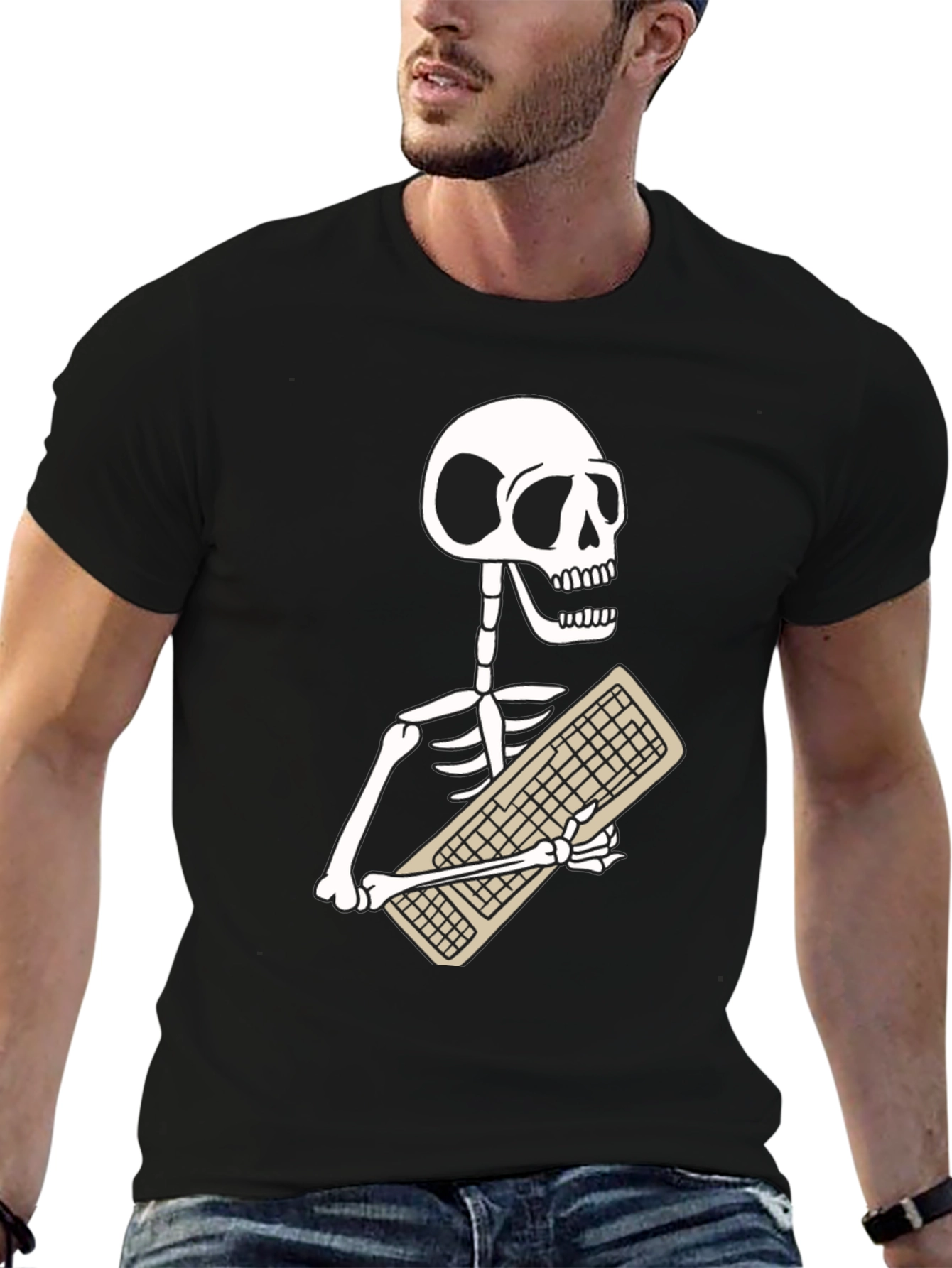 Skeleton Keyboard T-Shirt - Programmer Humor Tee