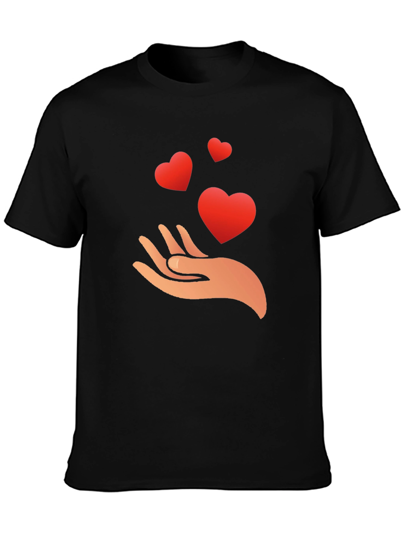 Heart in Hand Graphic Black T-Shirt