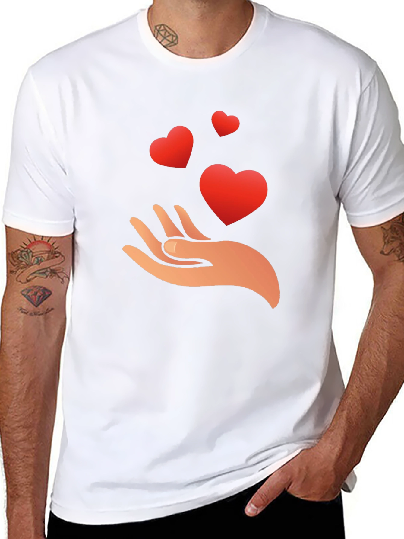 Heart in Hand Graphic Black T-Shirt