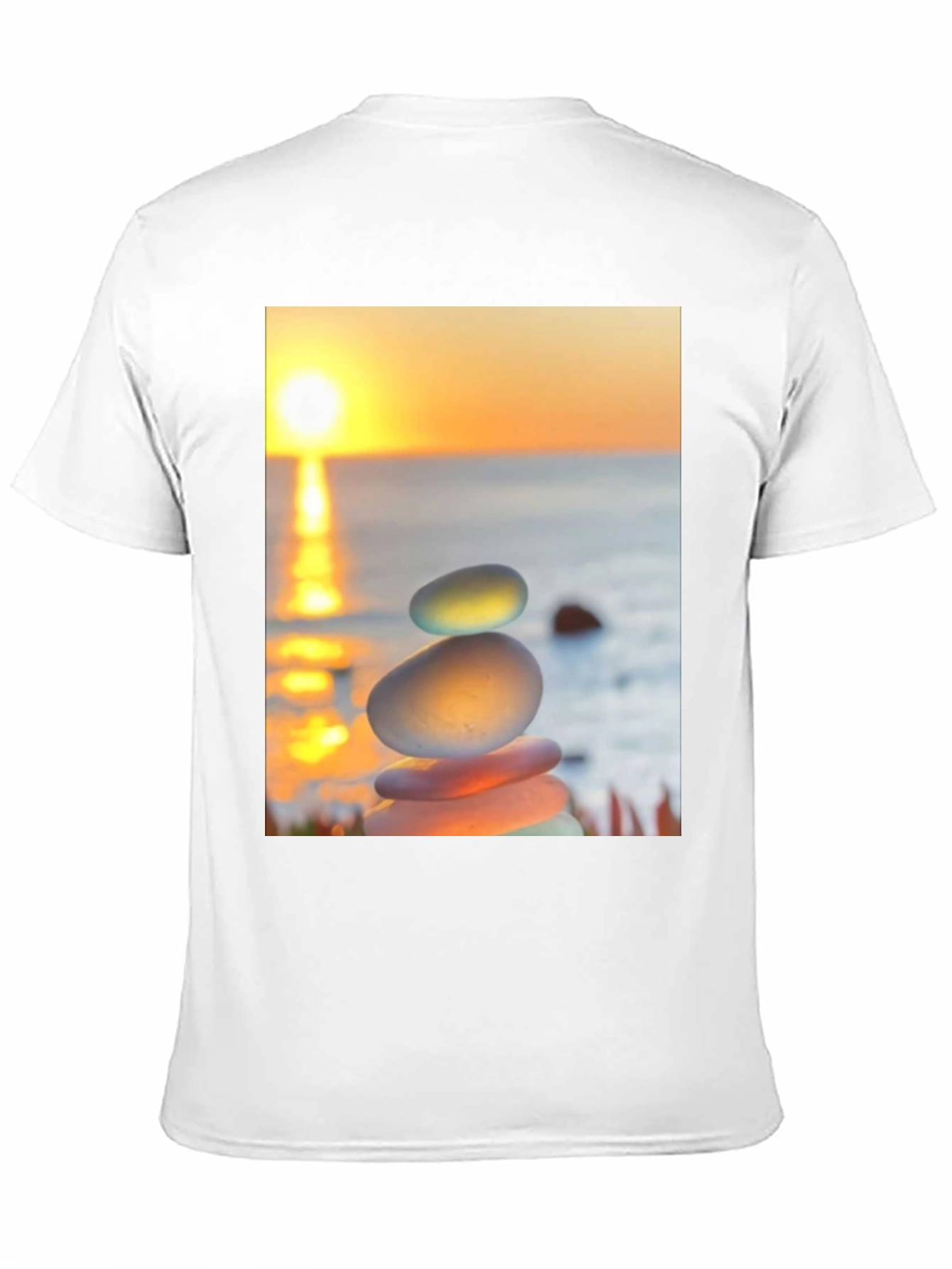 Zen Rock Stack Graphic Tee - Sunrise Serenity Shirt