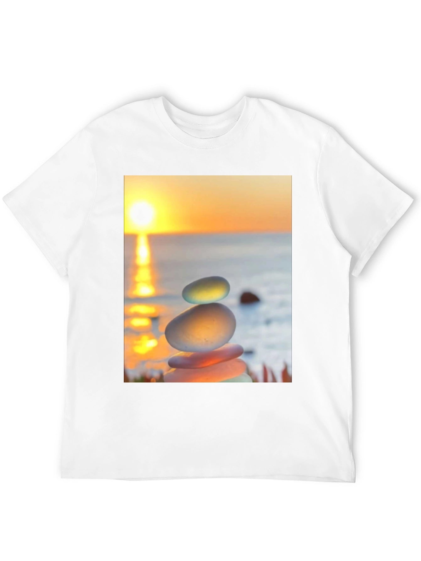 Zen Rock Stack Graphic Tee - Sunrise Serenity Shirt