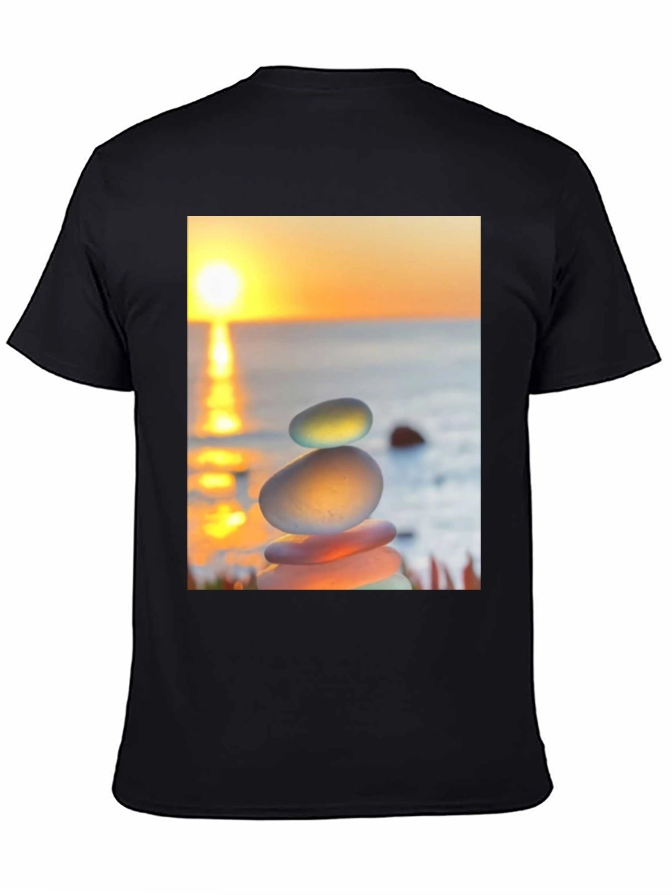 Zen Rock Stack Graphic Tee - Sunrise Serenity Shirt