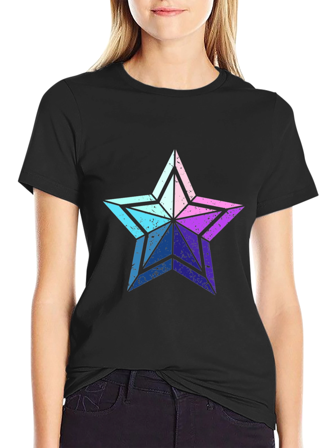 Retro Star Graphic Tee - Casual Black T-Shirt