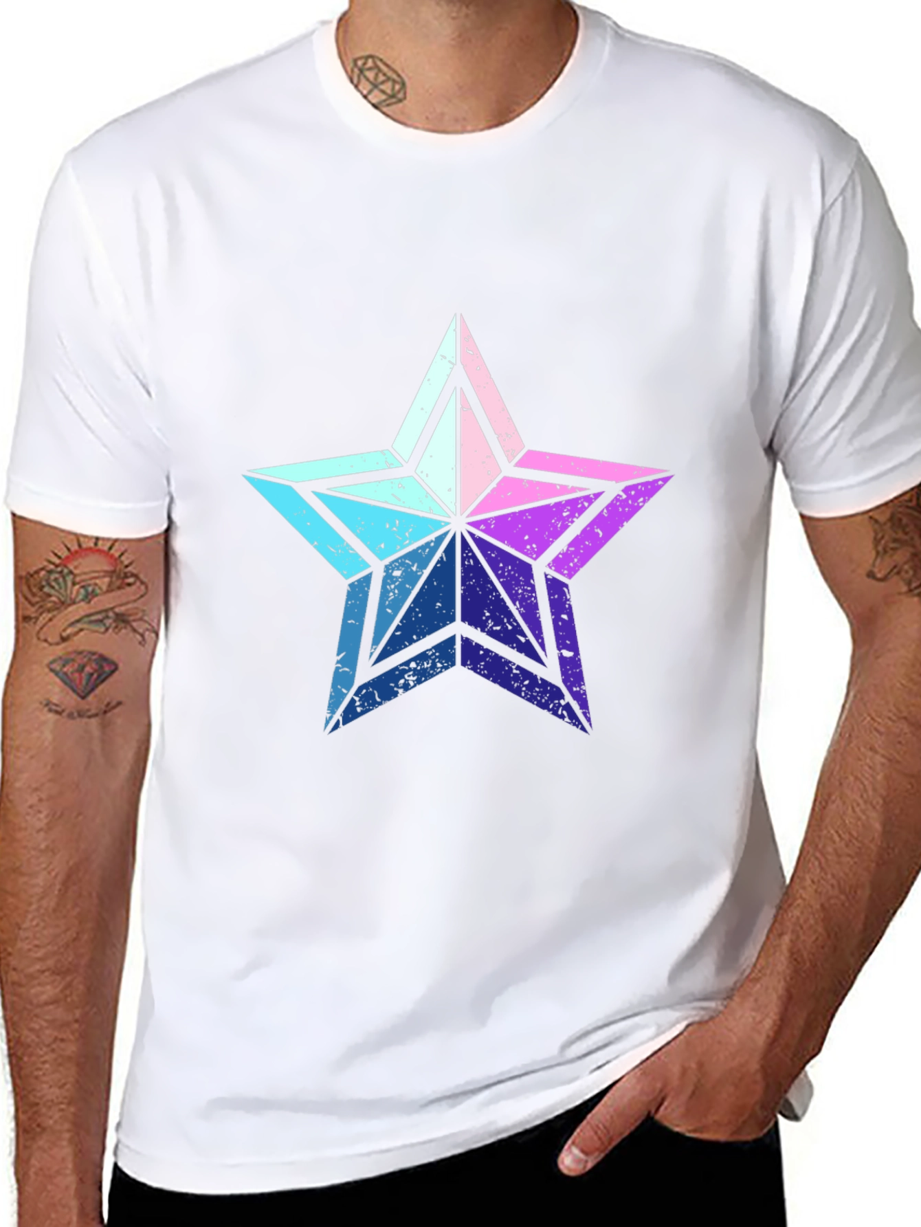 Retro Star Graphic Tee - Casual Black T-Shirt