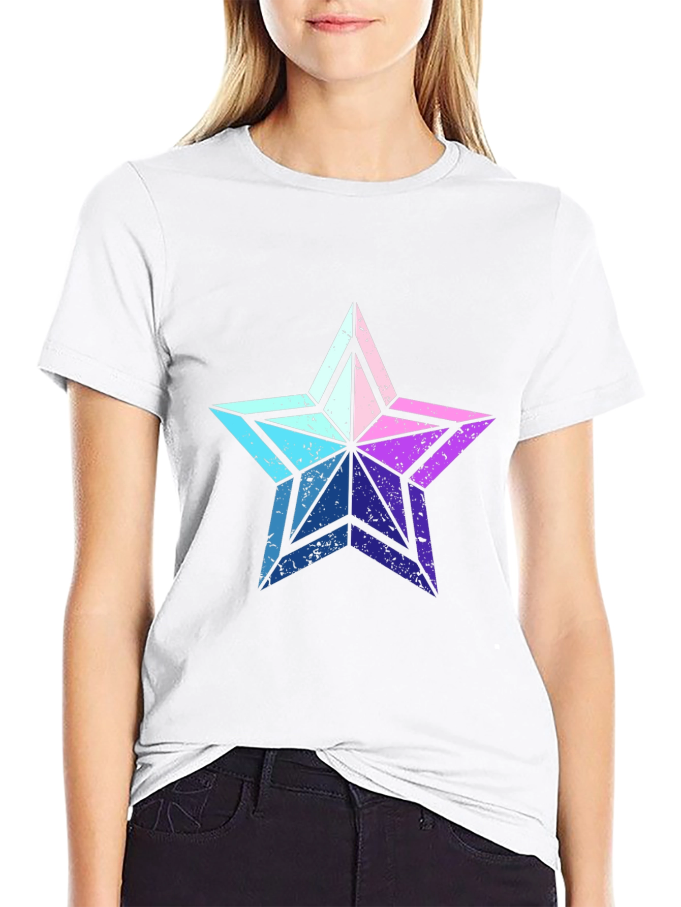 Retro Star Graphic Tee - Casual Black T-Shirt
