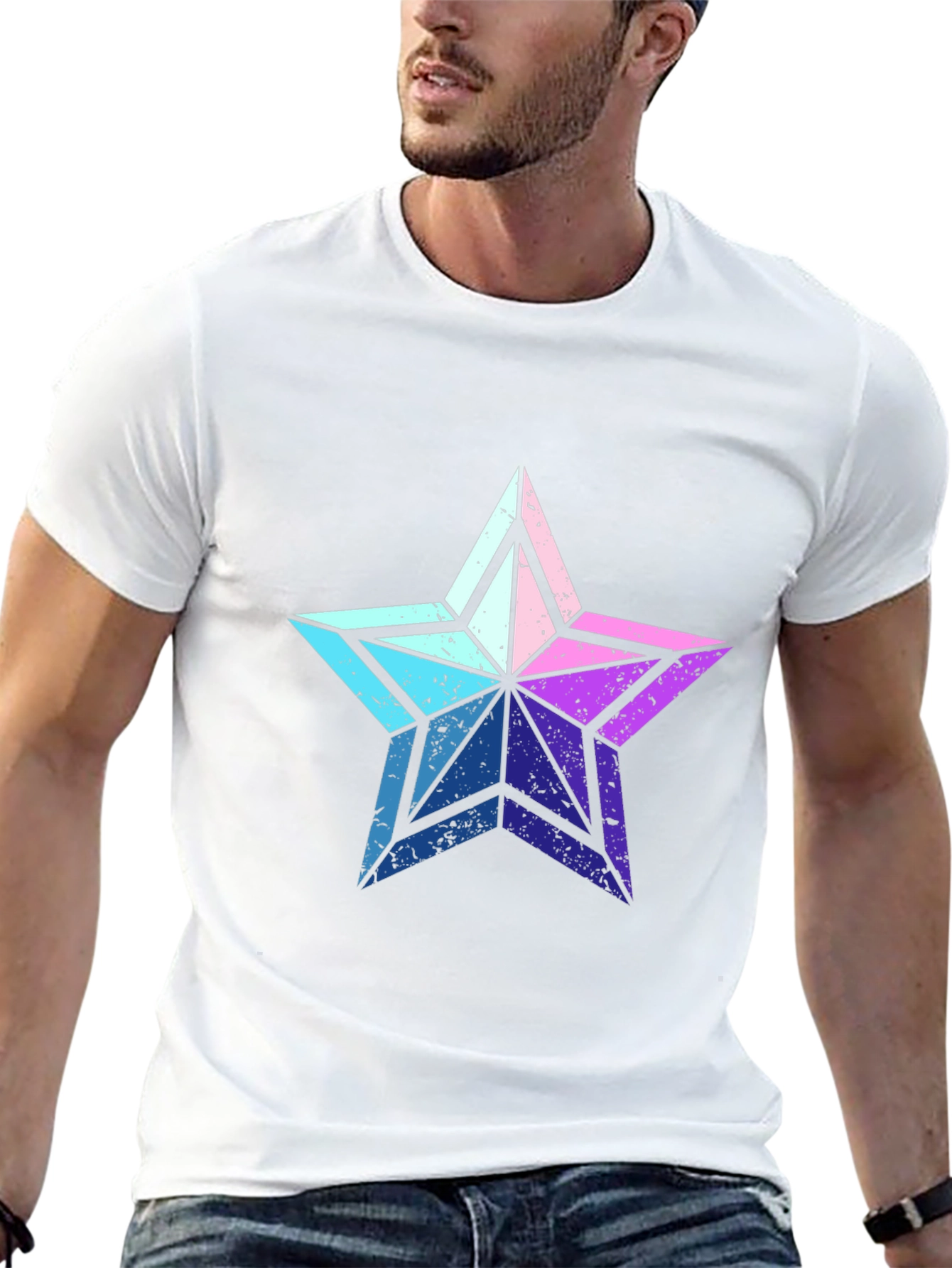 Retro Star Graphic Tee - Casual Black T-Shirt