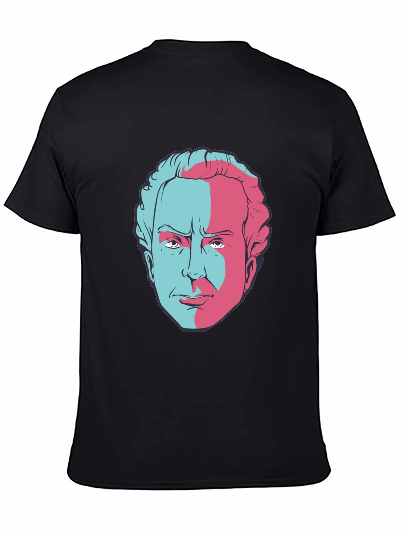 Retro Split Face Graphic Tee - Classic Black T-Shirt