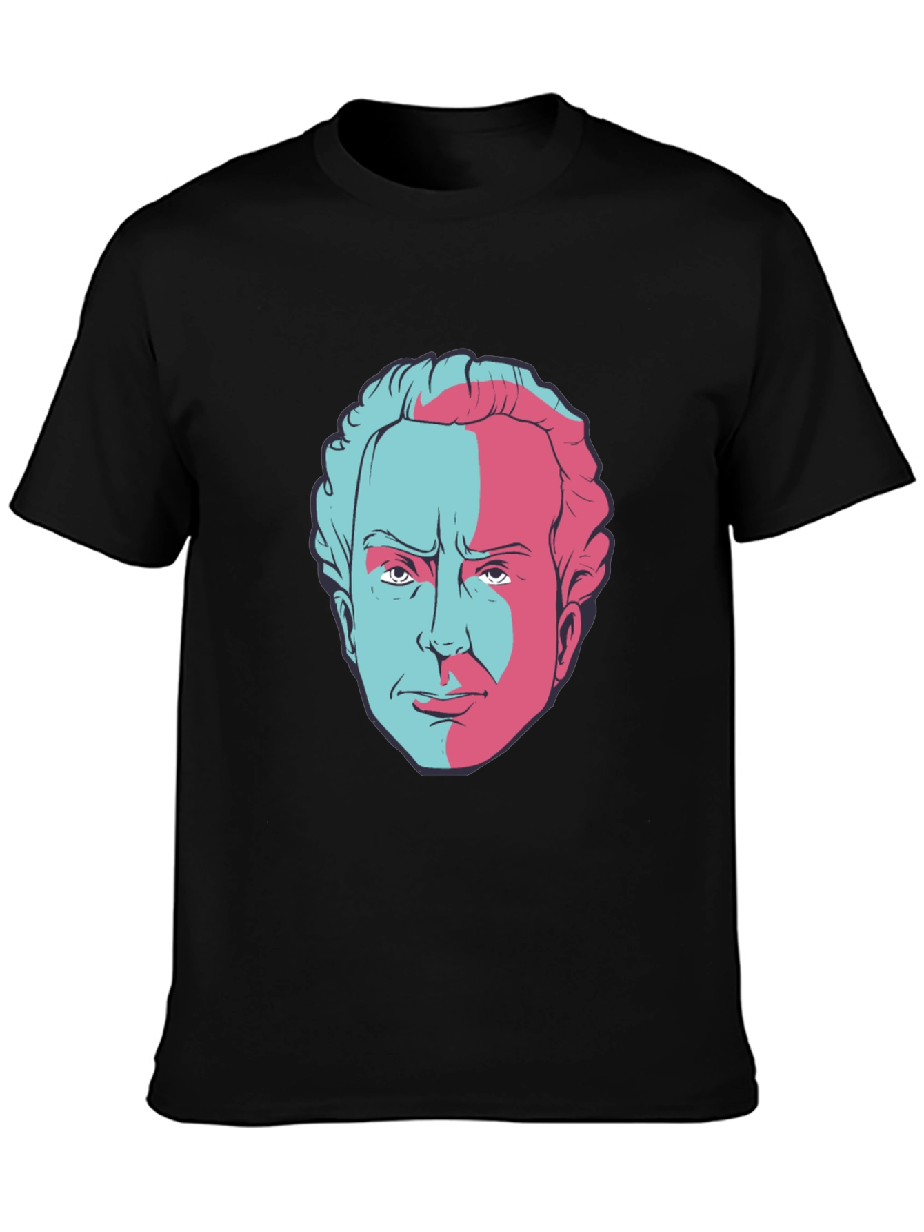 Retro Split Face Graphic Tee - Classic Black T-Shirt