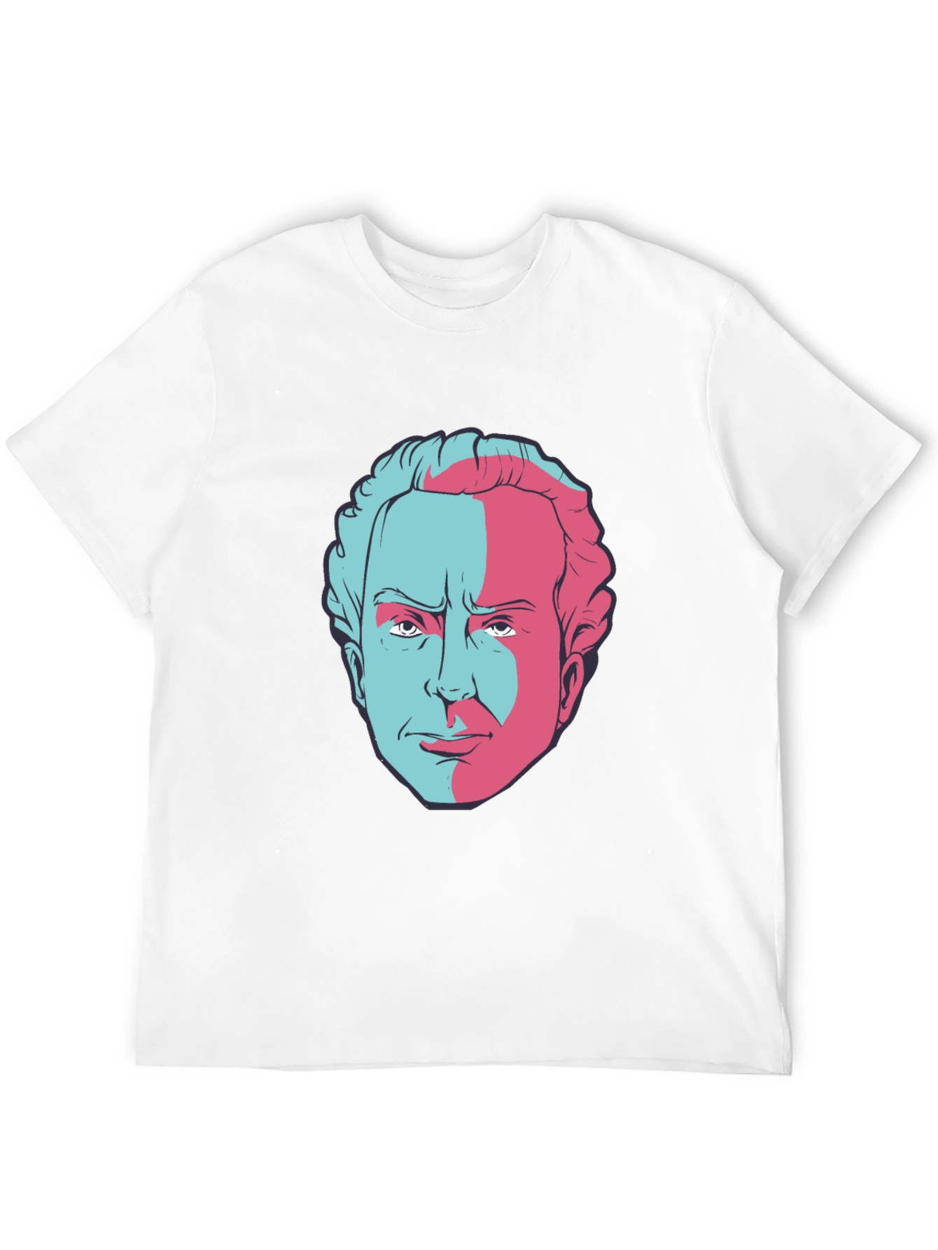Retro Split Face Graphic Tee - Classic Black T-Shirt