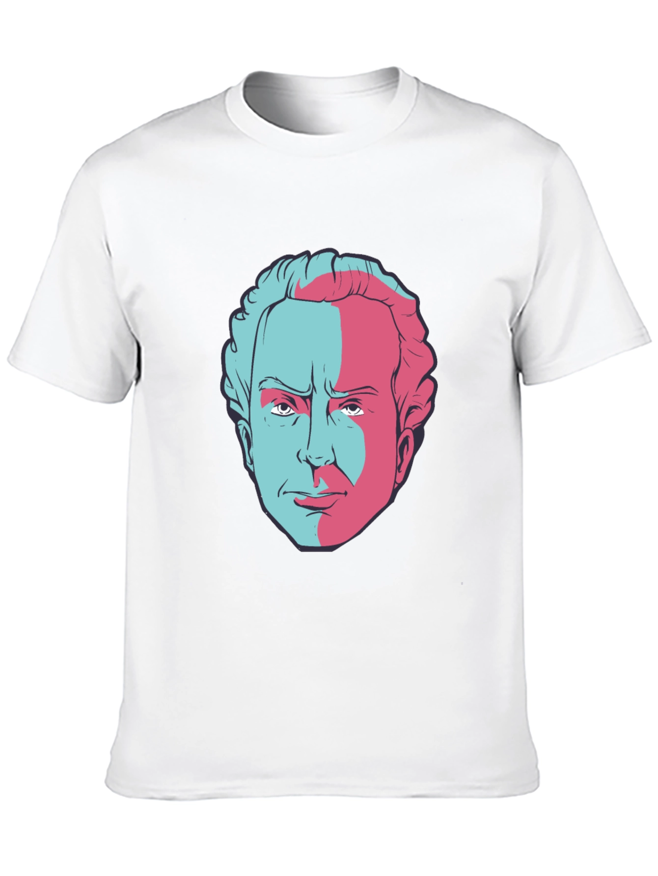 Retro Split Face Graphic Tee - Classic Black T-Shirt