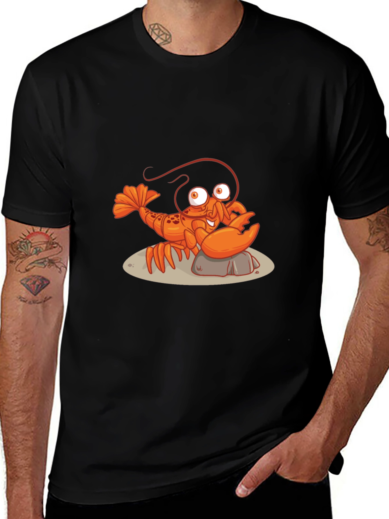 Lobster Graphic Tee - Quirky Black T-Shirt