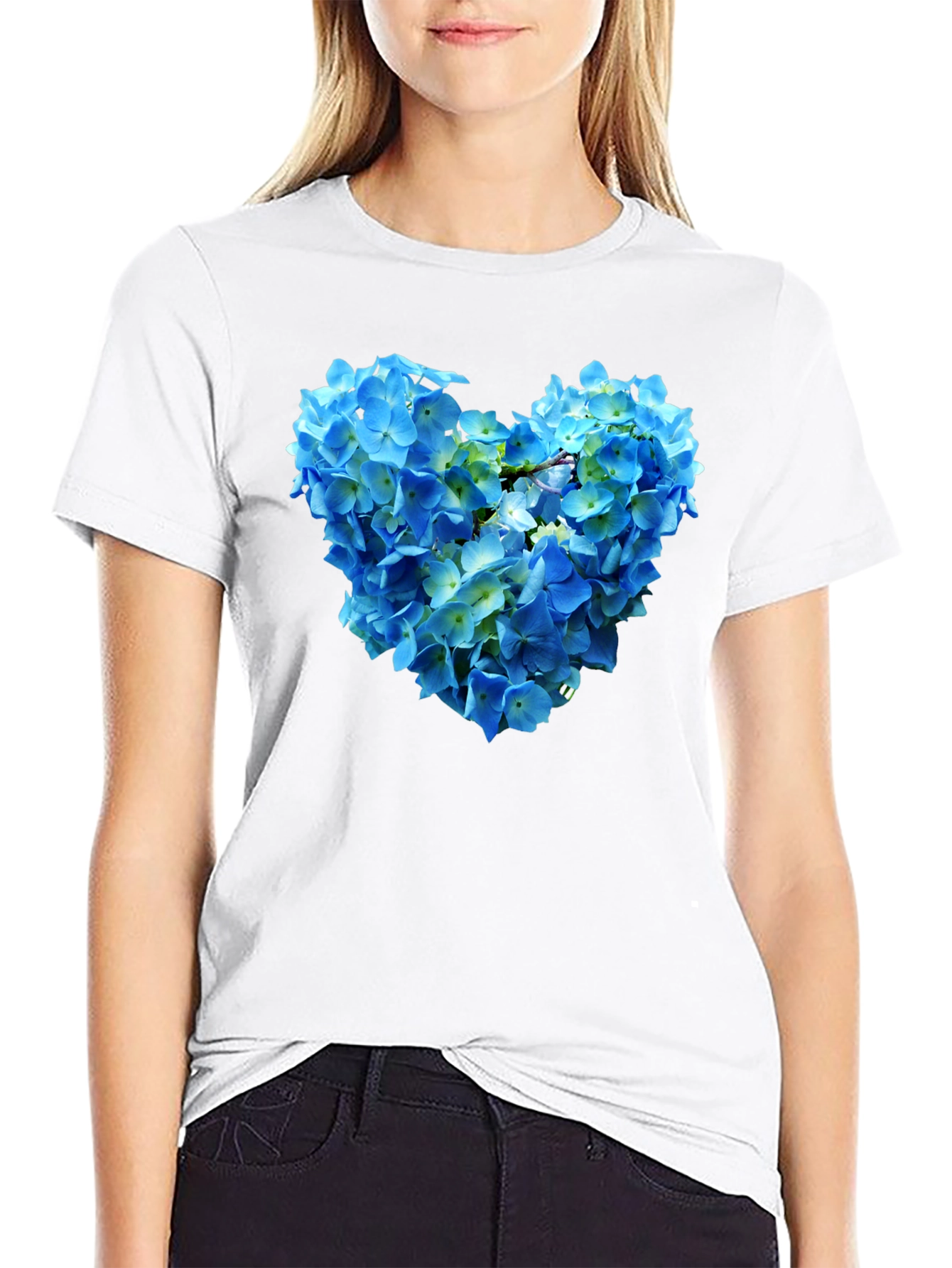 Floral Heart Graphic T-Shirt - Black