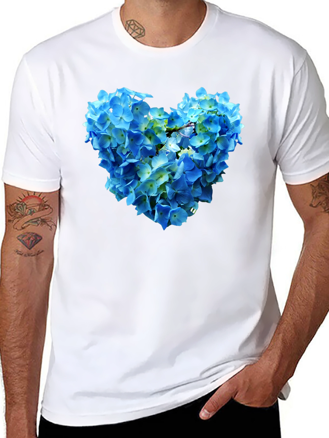 Floral Heart Graphic T-Shirt - Black