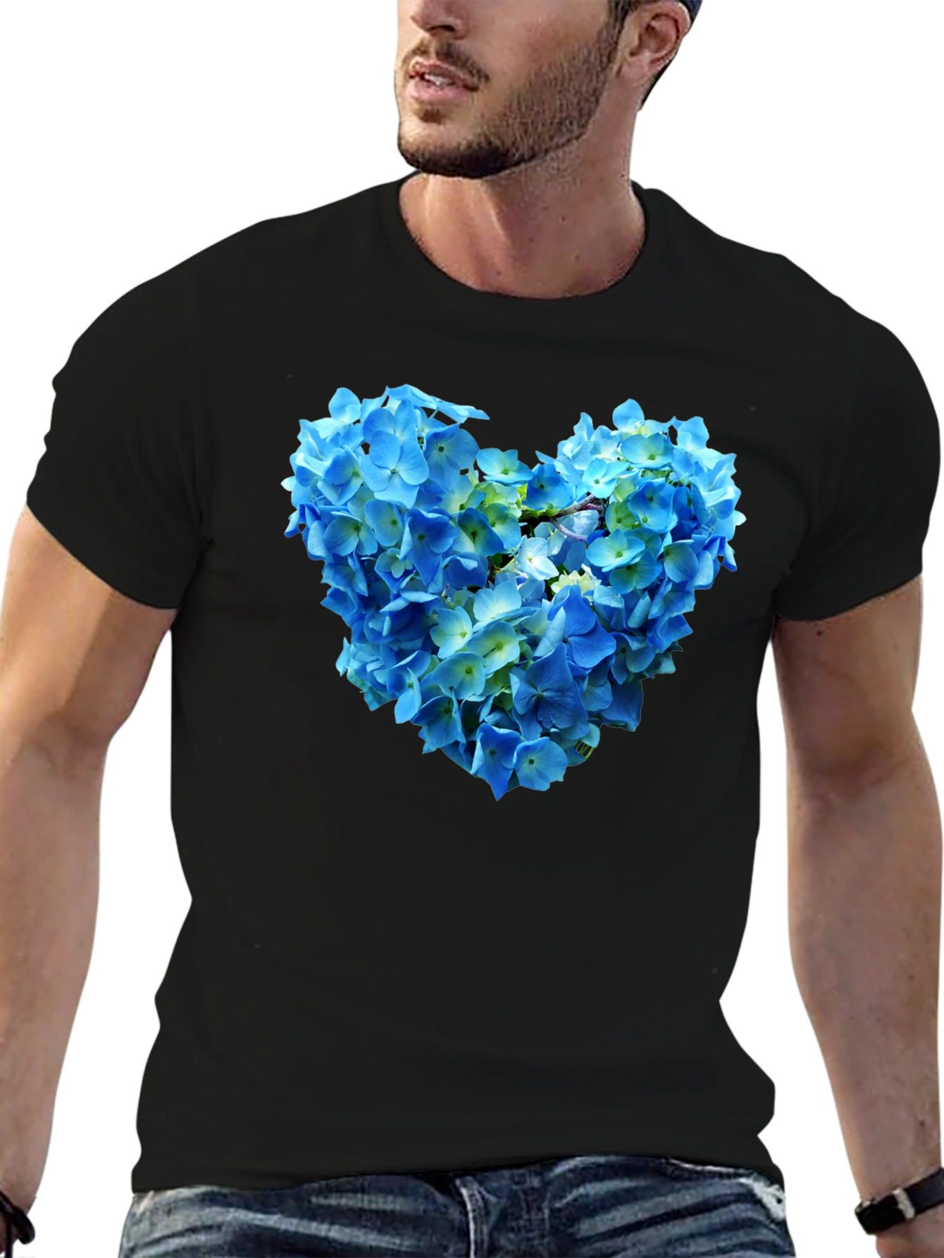 Floral Heart Graphic T-Shirt - Black