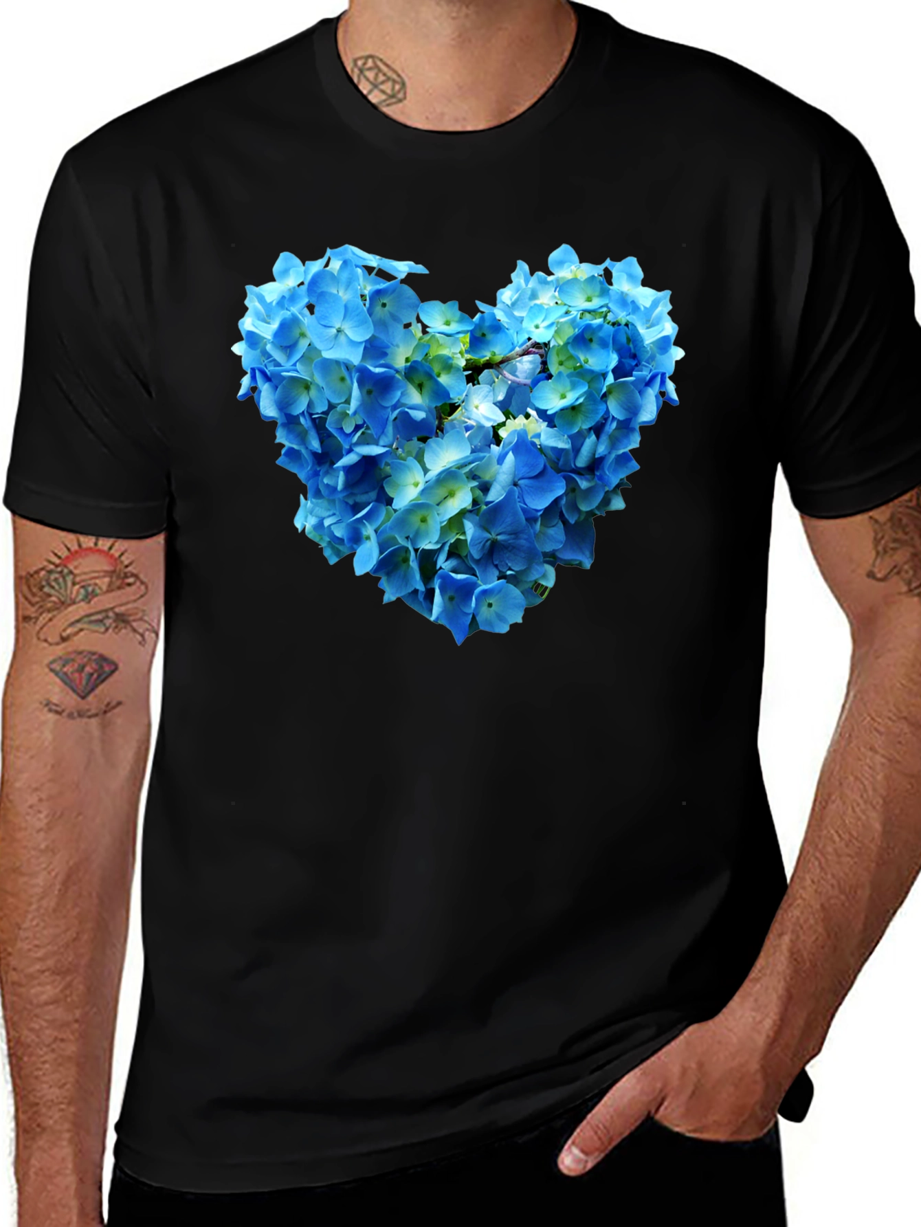 Floral Heart Graphic T-Shirt - Black
