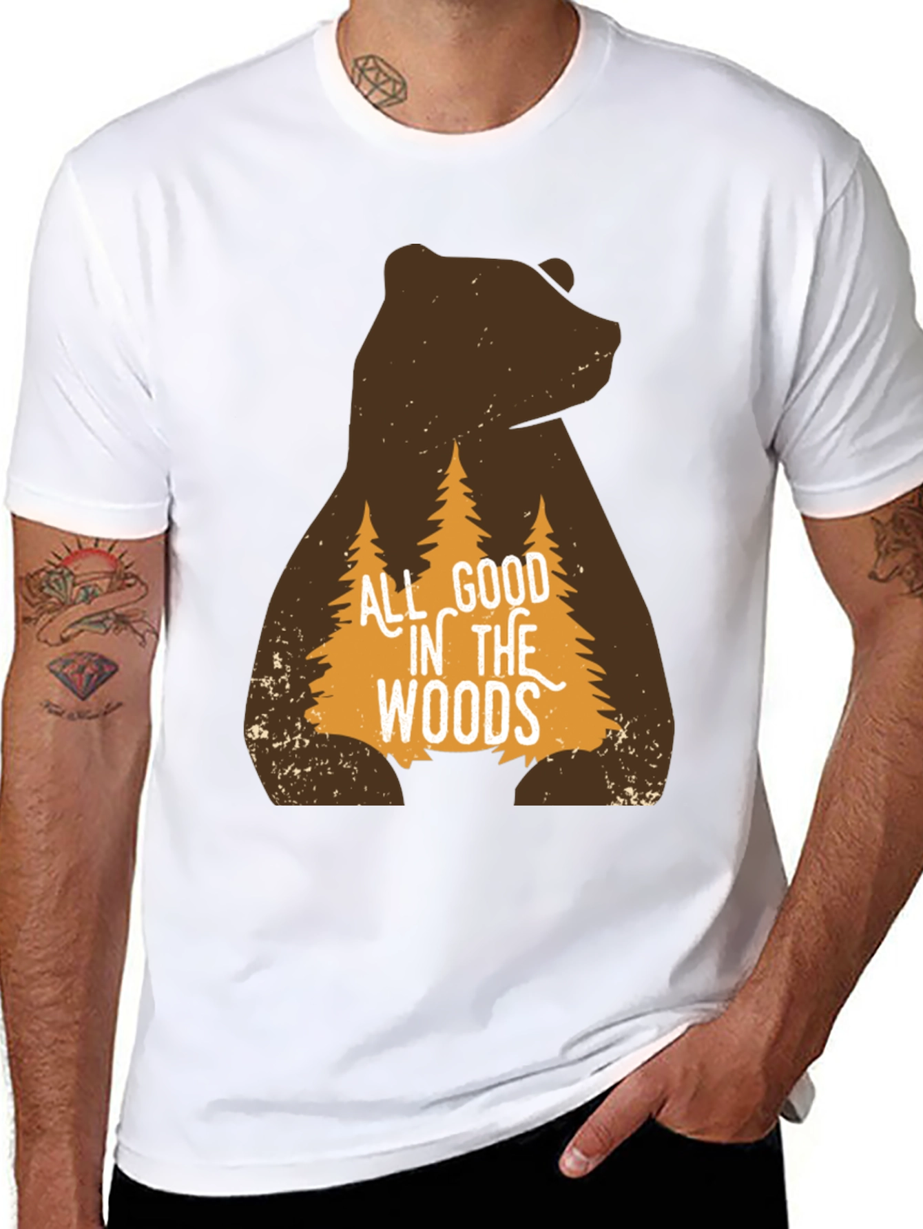 All Good in the Woods Bear Graphic T-Shirt