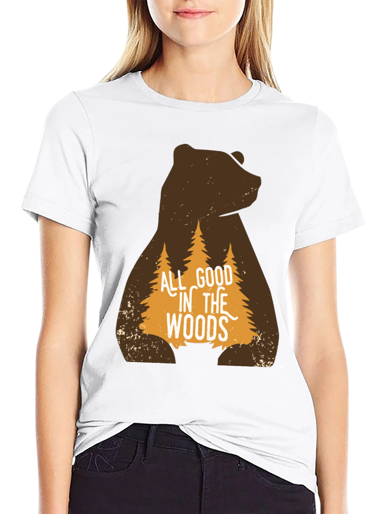 All Good in the Woods Bear Graphic T-Shirt