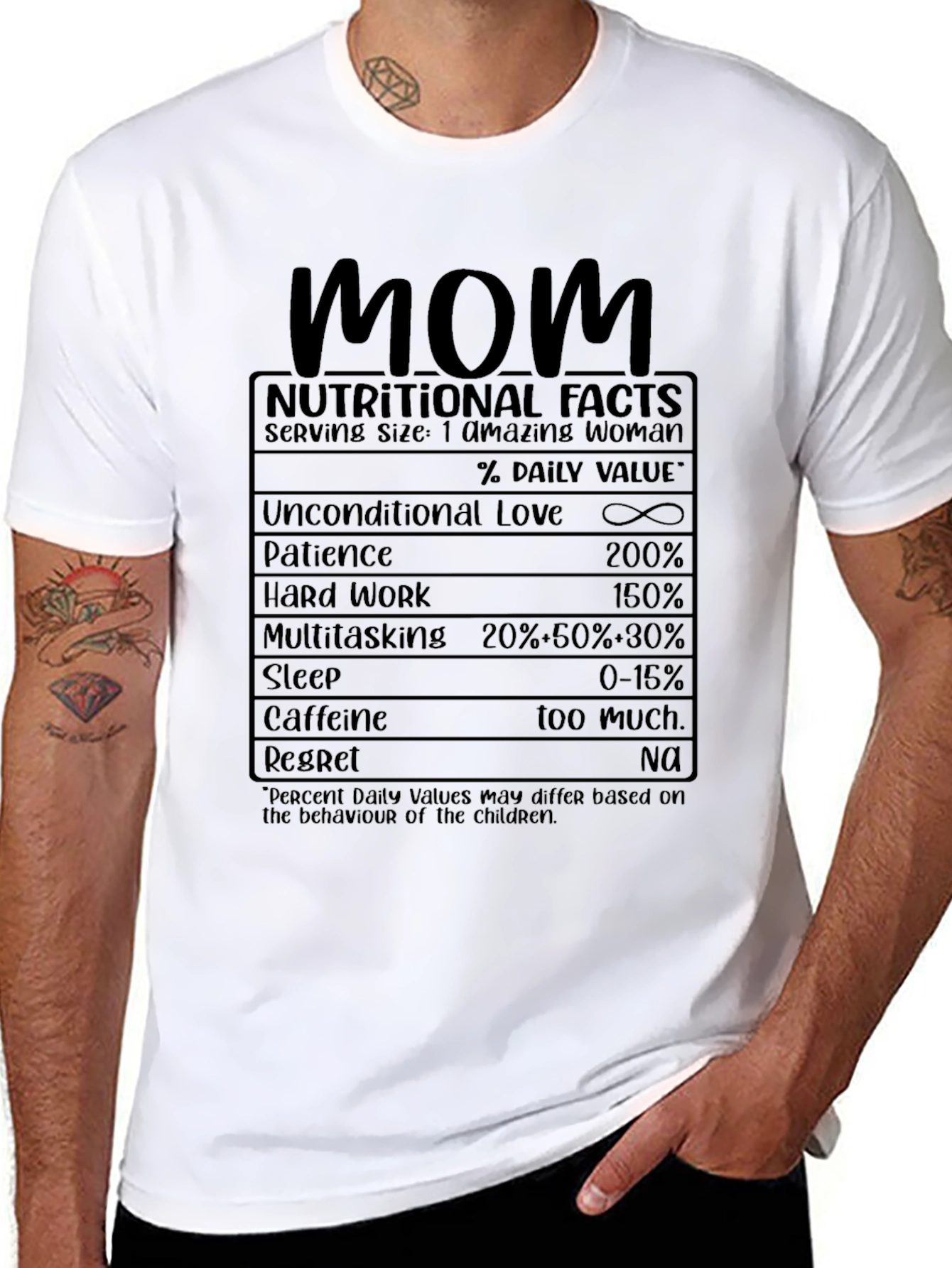 Mom Nutritional Facts Black T-Shirt