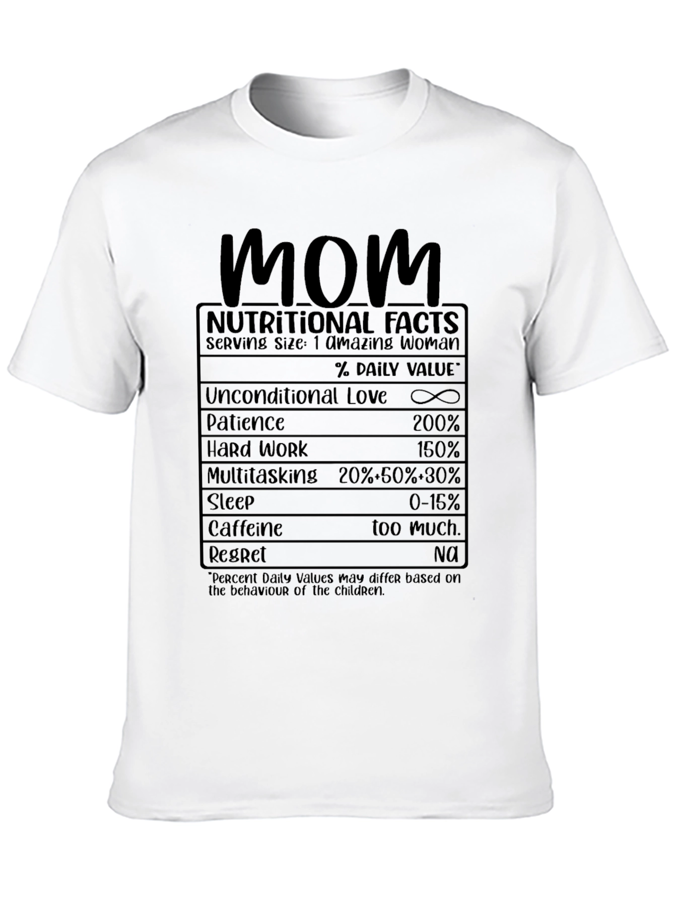 Mom Nutritional Facts Black T-Shirt