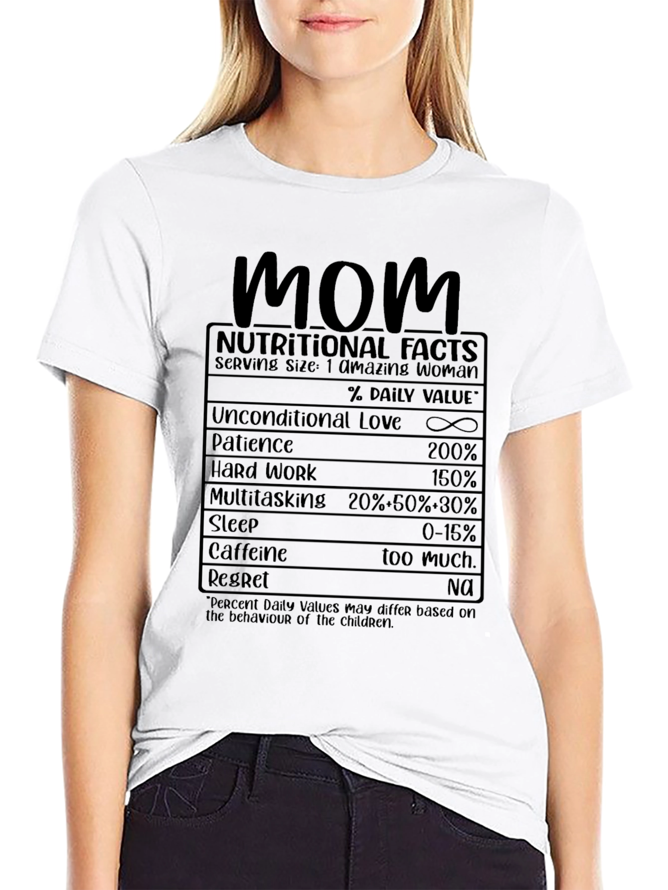 Mom Nutritional Facts Black T-Shirt