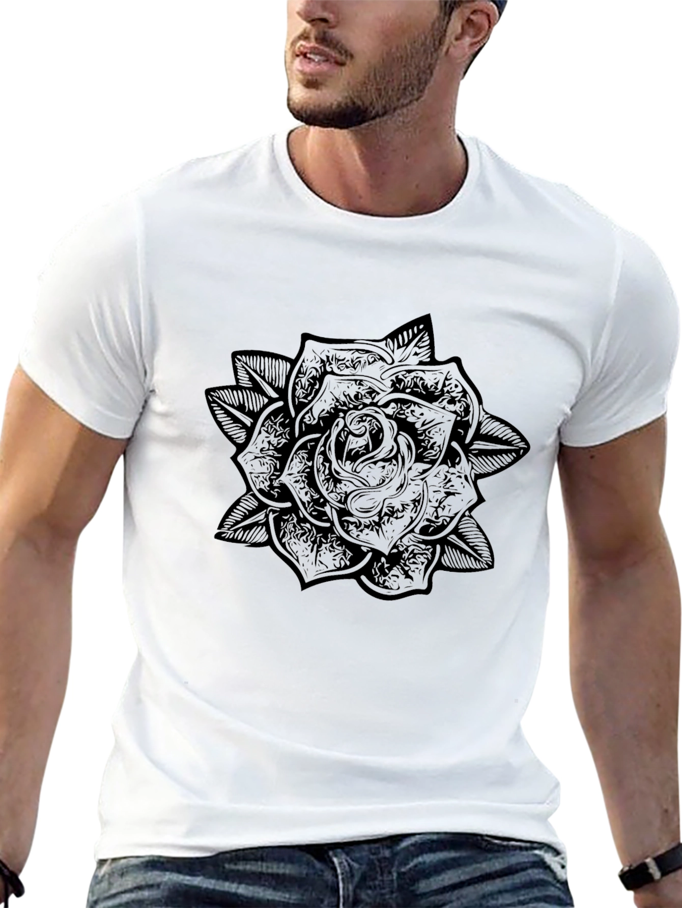 Black Rose Graphic T-Shirt for Men