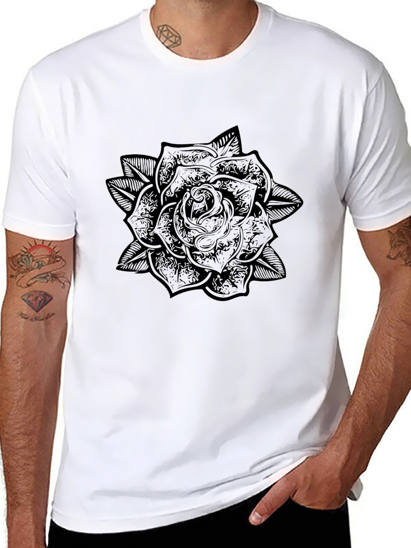 Black Rose Graphic T-Shirt for Men