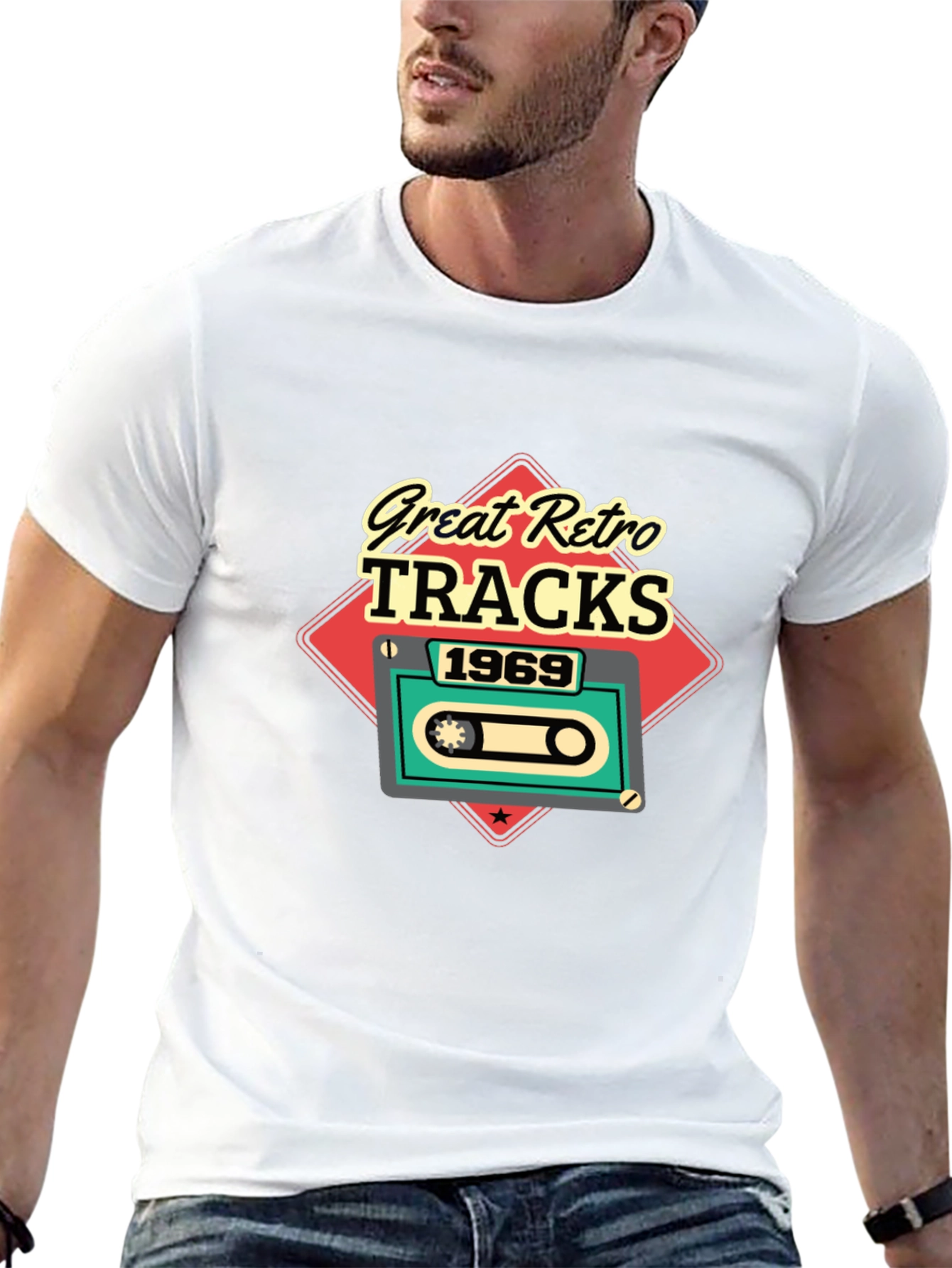 Great Retro Tracks 1969 Cassette Tape Graphic T-Shirt