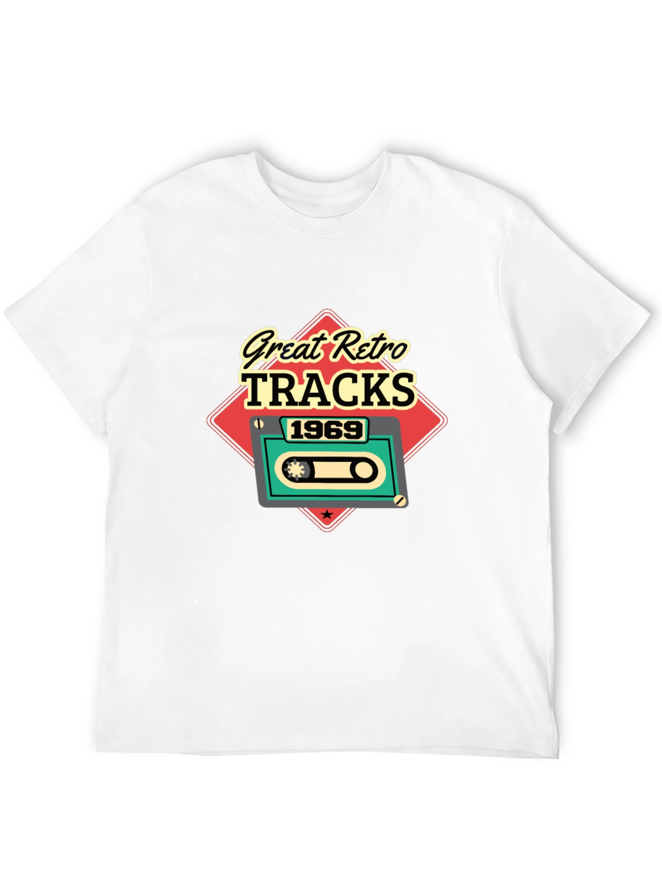 Great Retro Tracks 1969 Cassette Tape Graphic T-Shirt