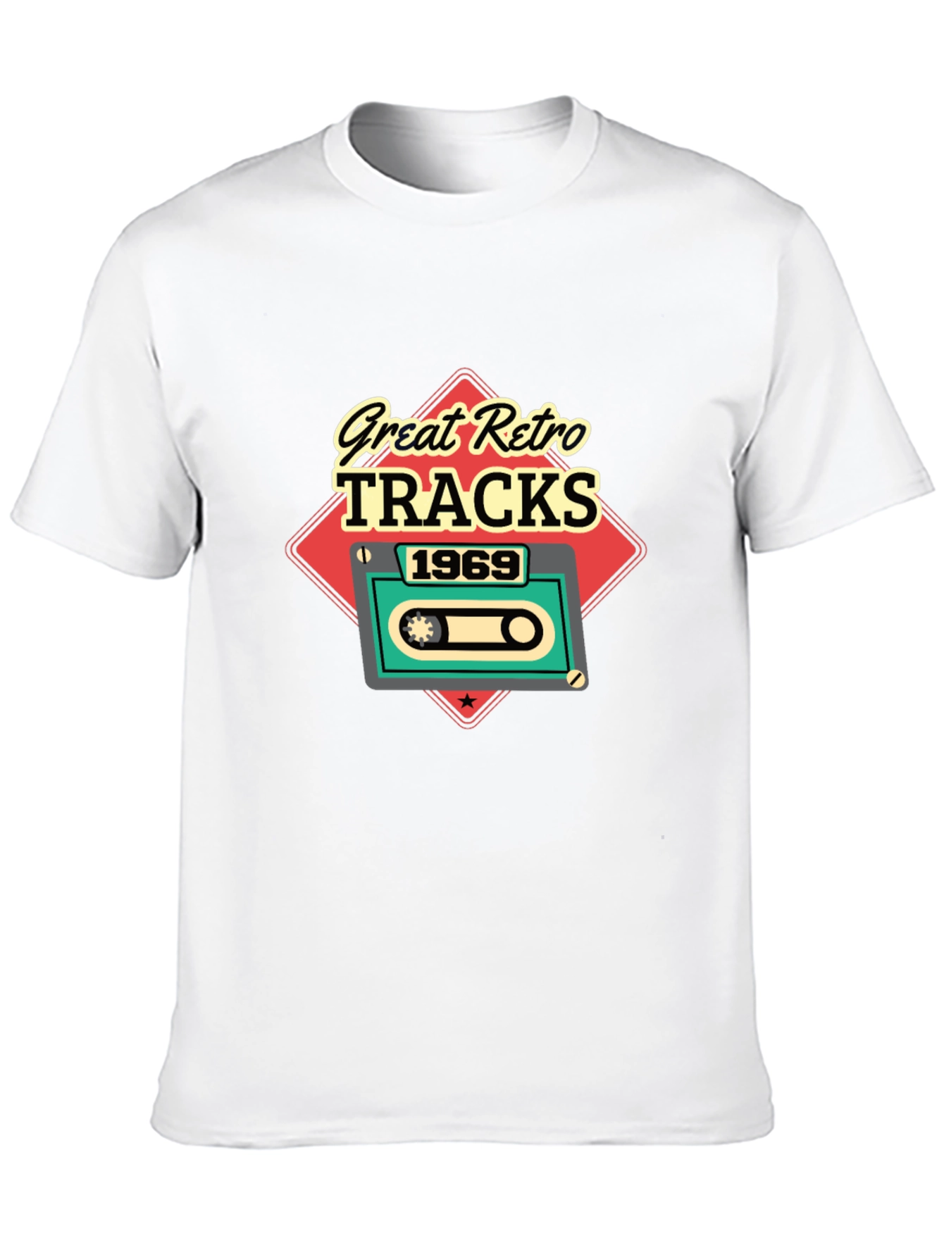 Great Retro Tracks 1969 Cassette Tape Graphic T-Shirt