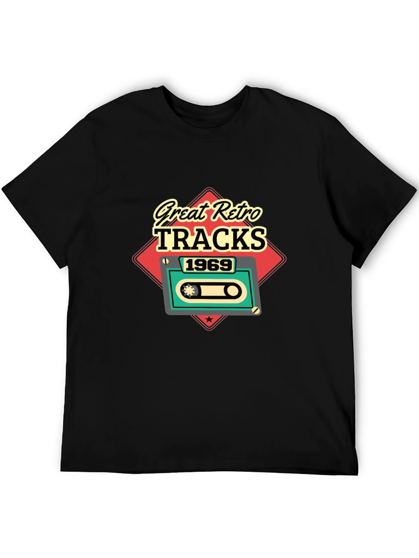 Great Retro Tracks 1969 Cassette Tape Graphic T-Shirt